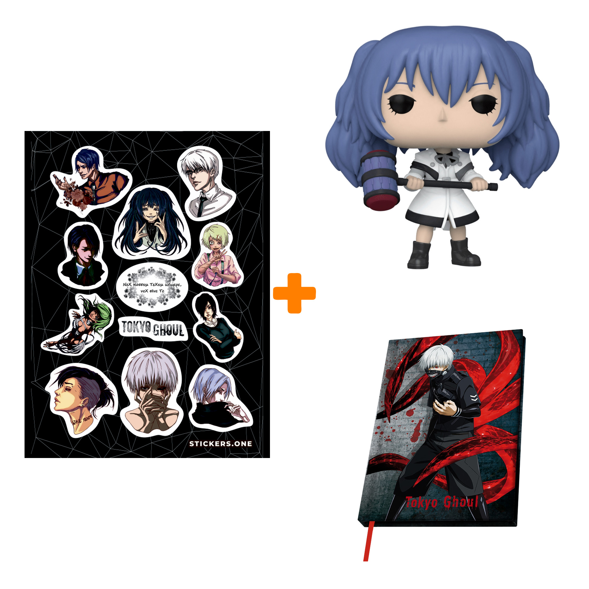 

Набор Tokyo Ghoul фигурка Saiko Yonebayashi + блокнот Ken Kaneki + стикерпак