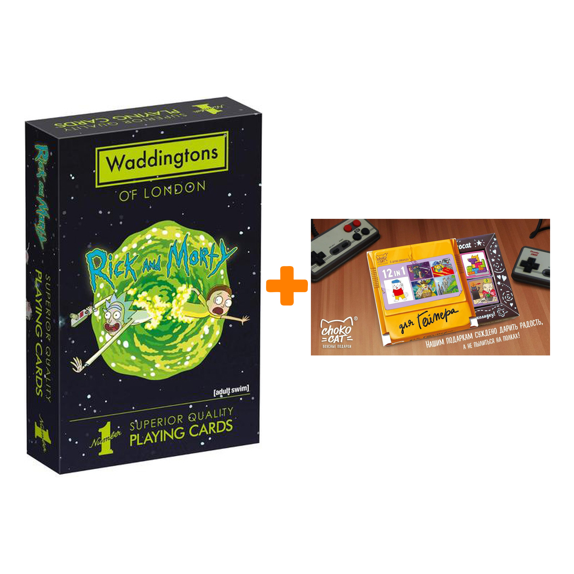 

Карты игральные Rick And Morty + Шоколад Кэт 12 Для геймера 60г Набор