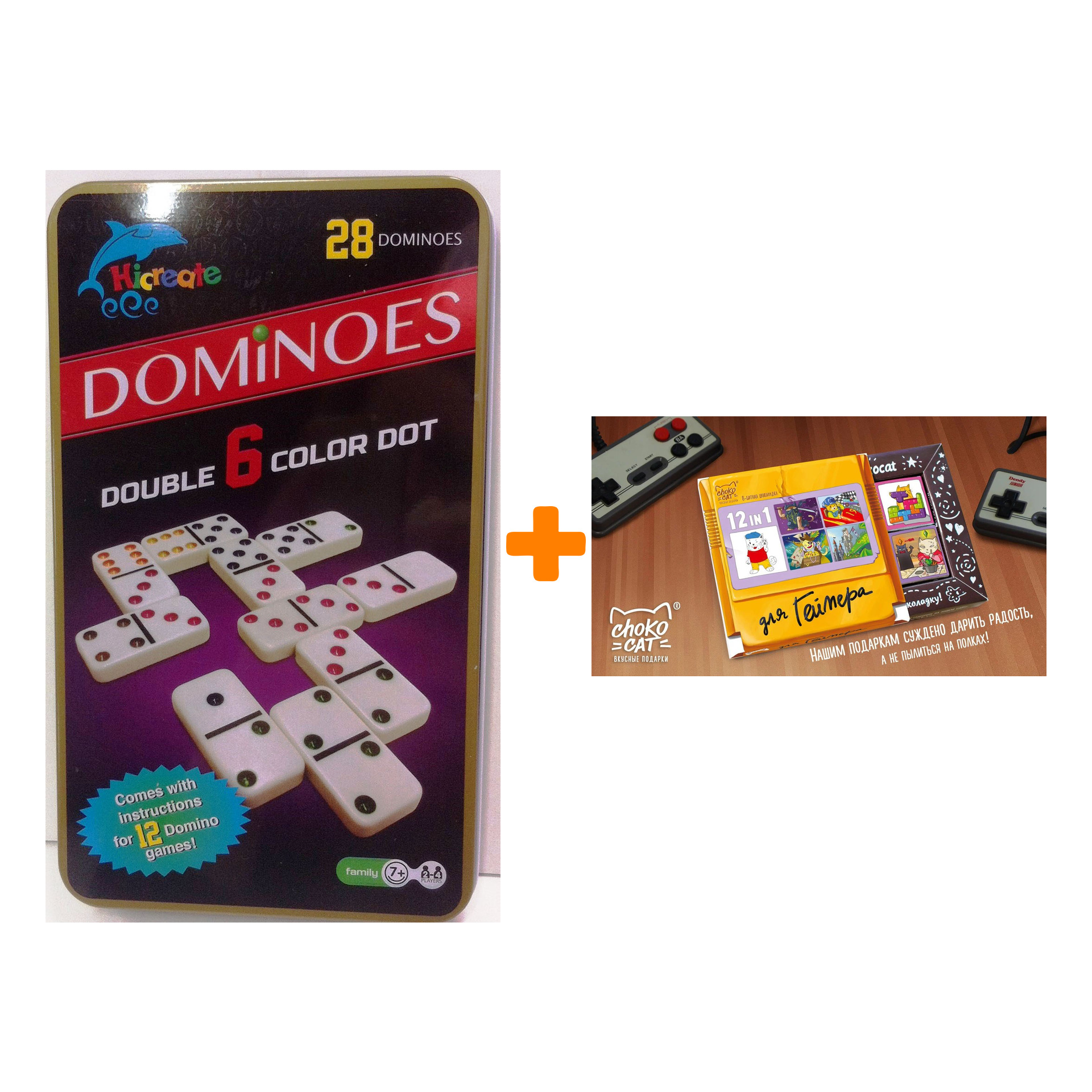 

Настольная игра Домино в жестяной коробке + Шоколад Кэт 12 Для геймера 60г Набор