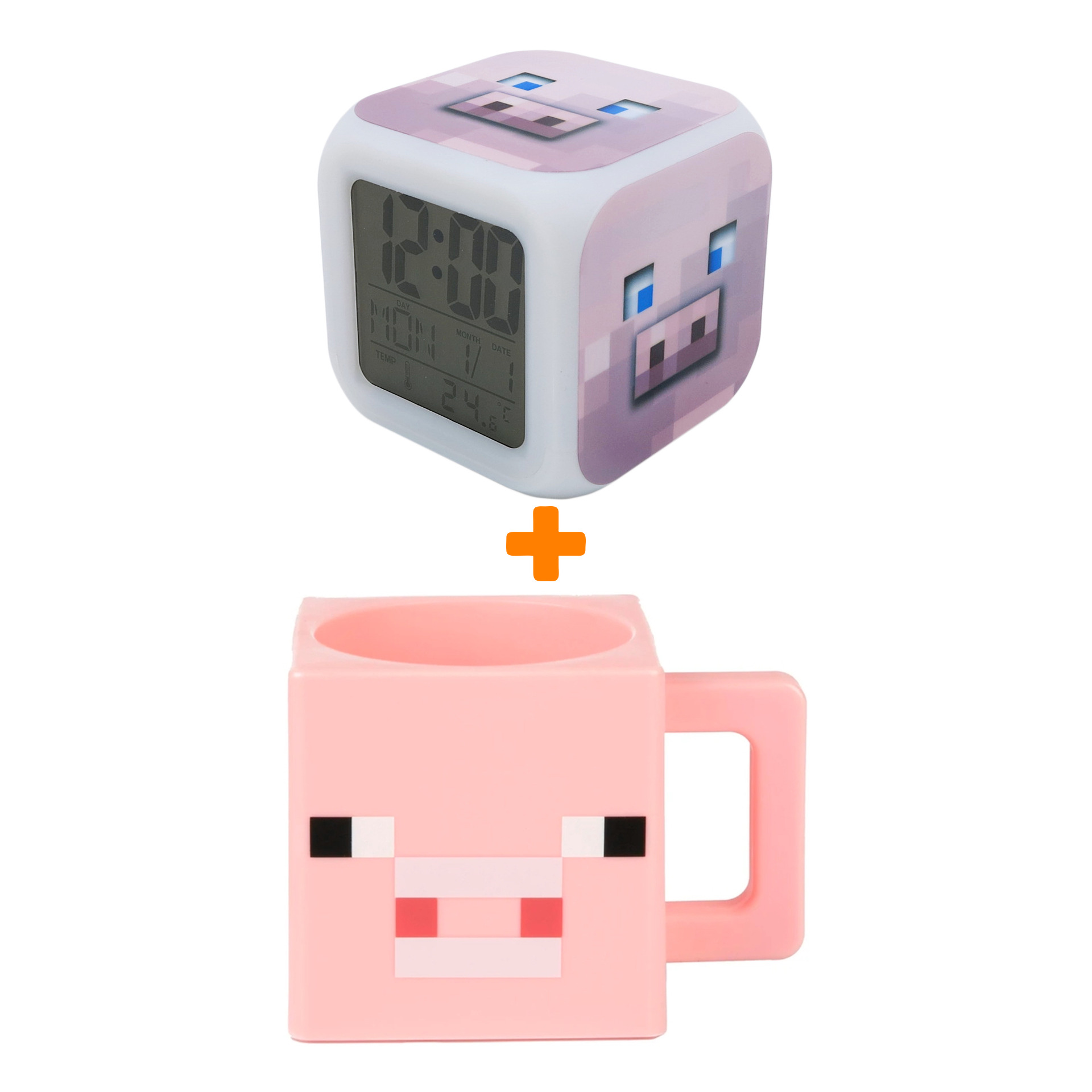 

Набор Minecraft кружка Pig Face + Часы-будильник Pig