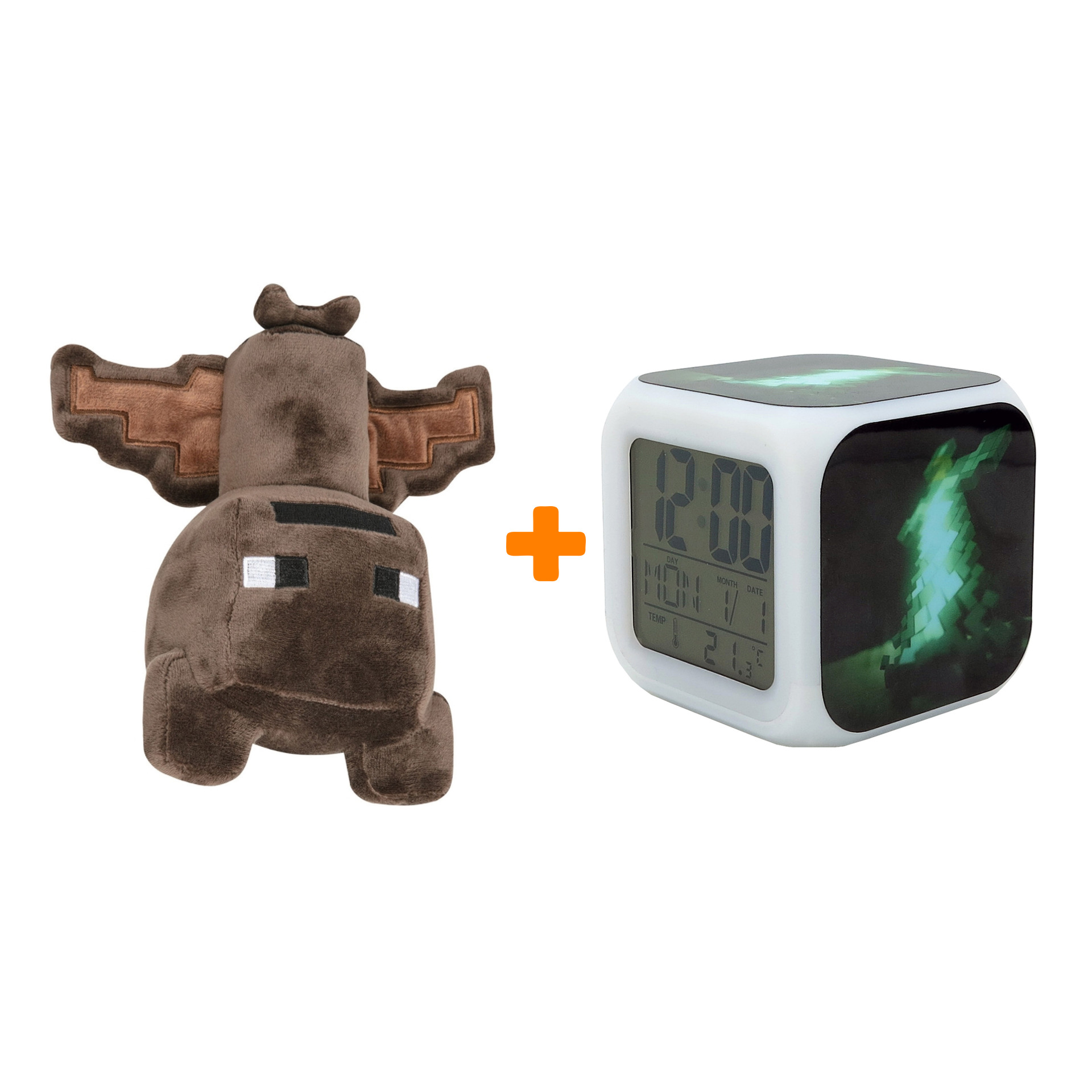 

Набор Minecraft мягкая игрушка Bat 14см + часы-будильник Изумрудный меч