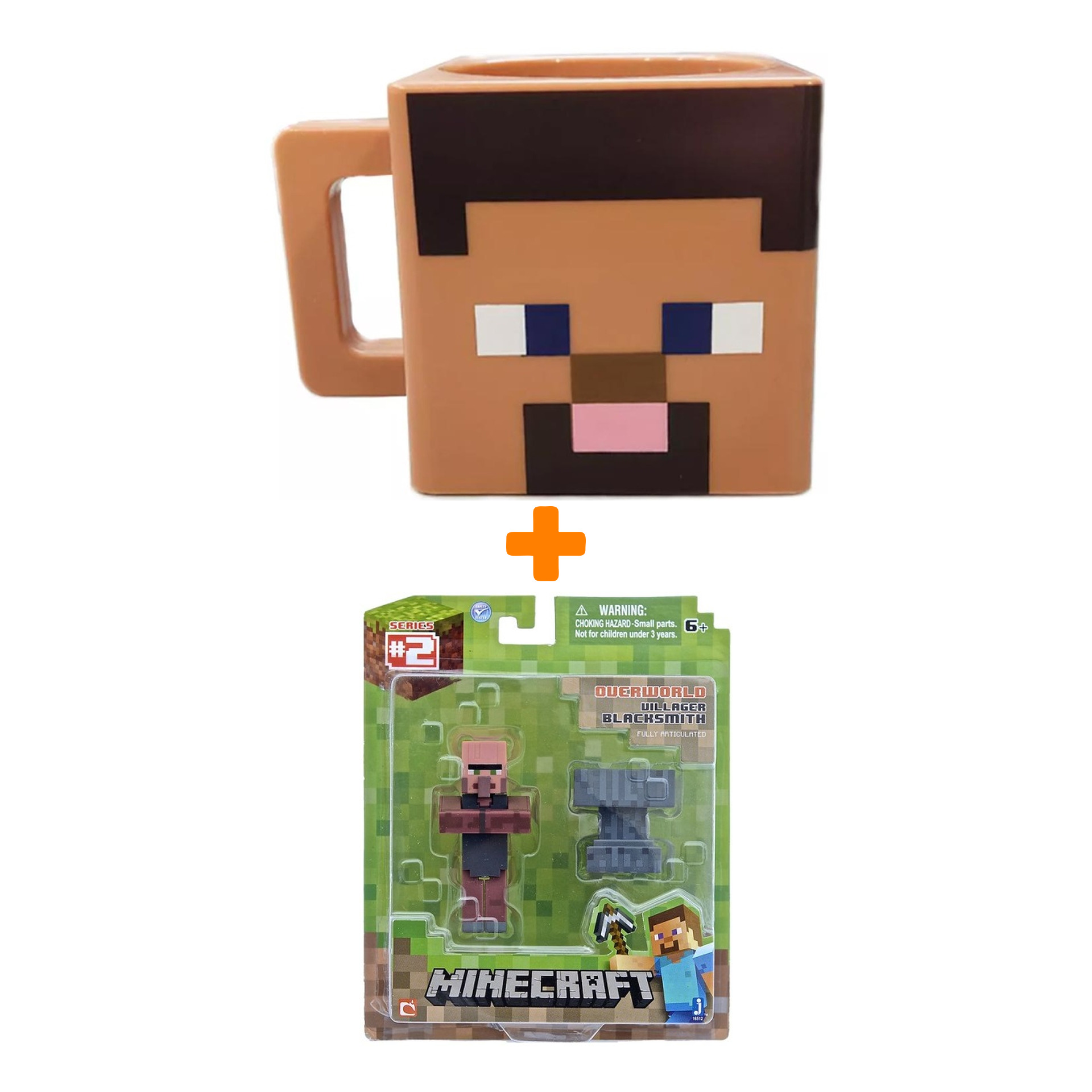 

Набор Minecraft фигурка Blacksmith With Apron And Anvil + кружка Steve
