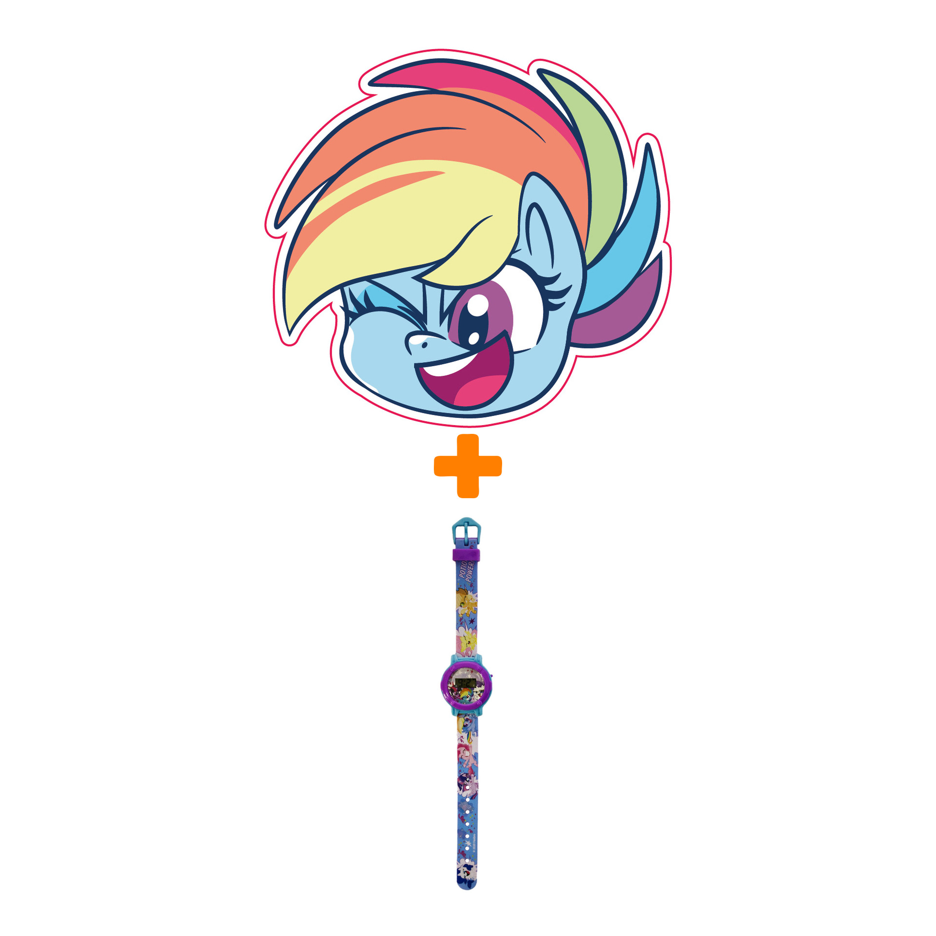 Набор My Little Pony часы наручные + наклейка-патч для одежды Рэйнбоу Дэш