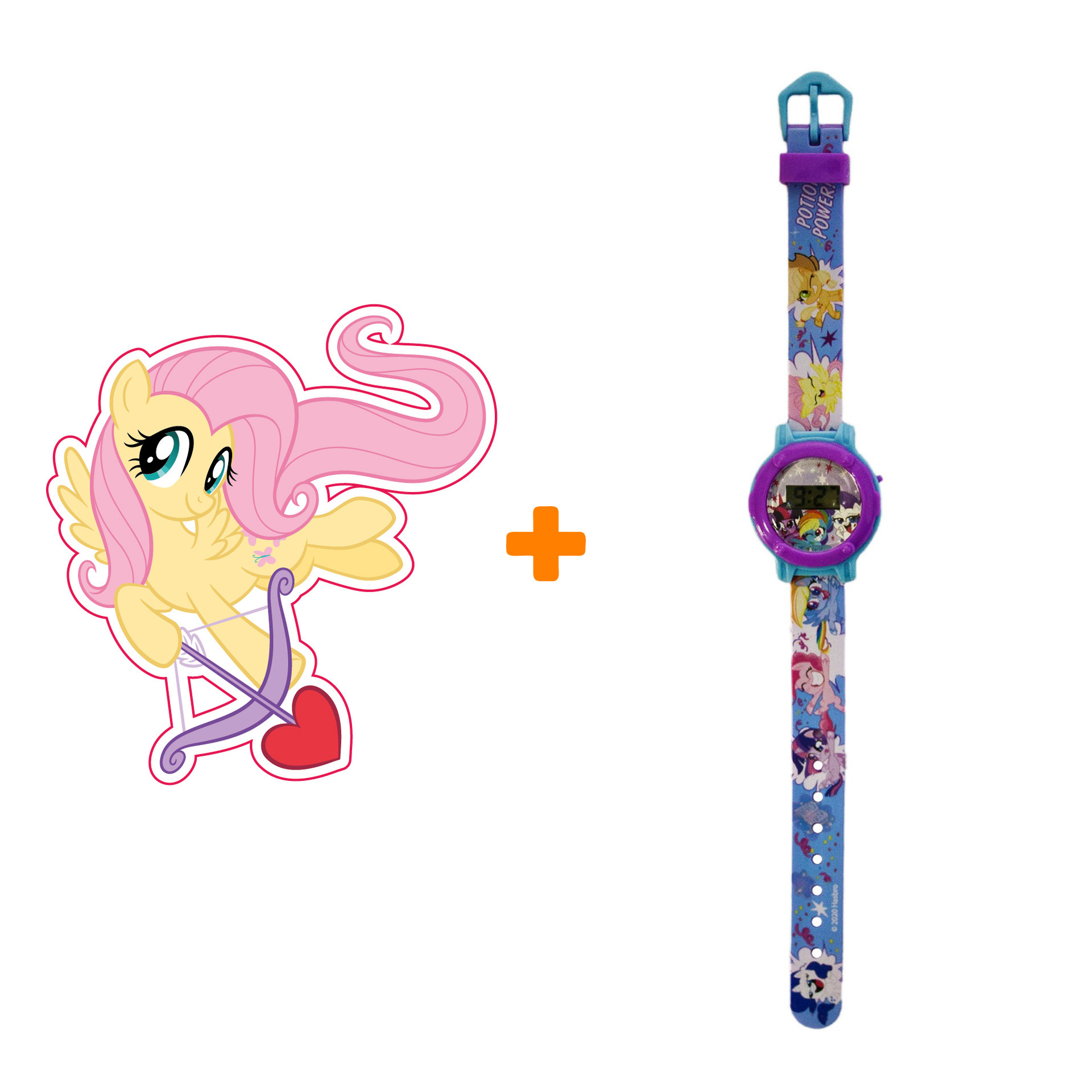 Набор My Little Pony часы наручные + наклейка-патч для одежды Флаттершай