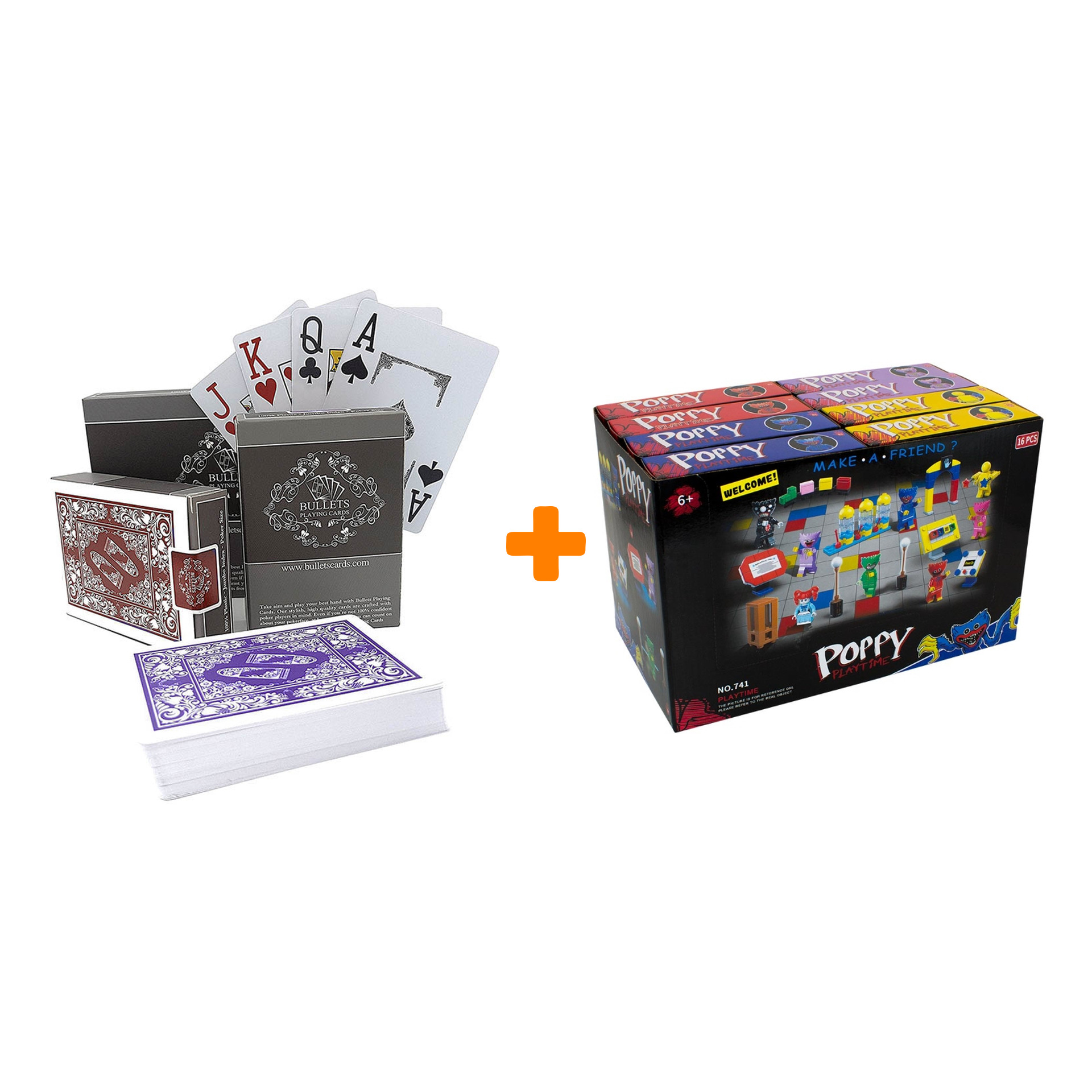 

Карты игральные Bullets + Конструктор Huggy Wuggy 33 детали Набор