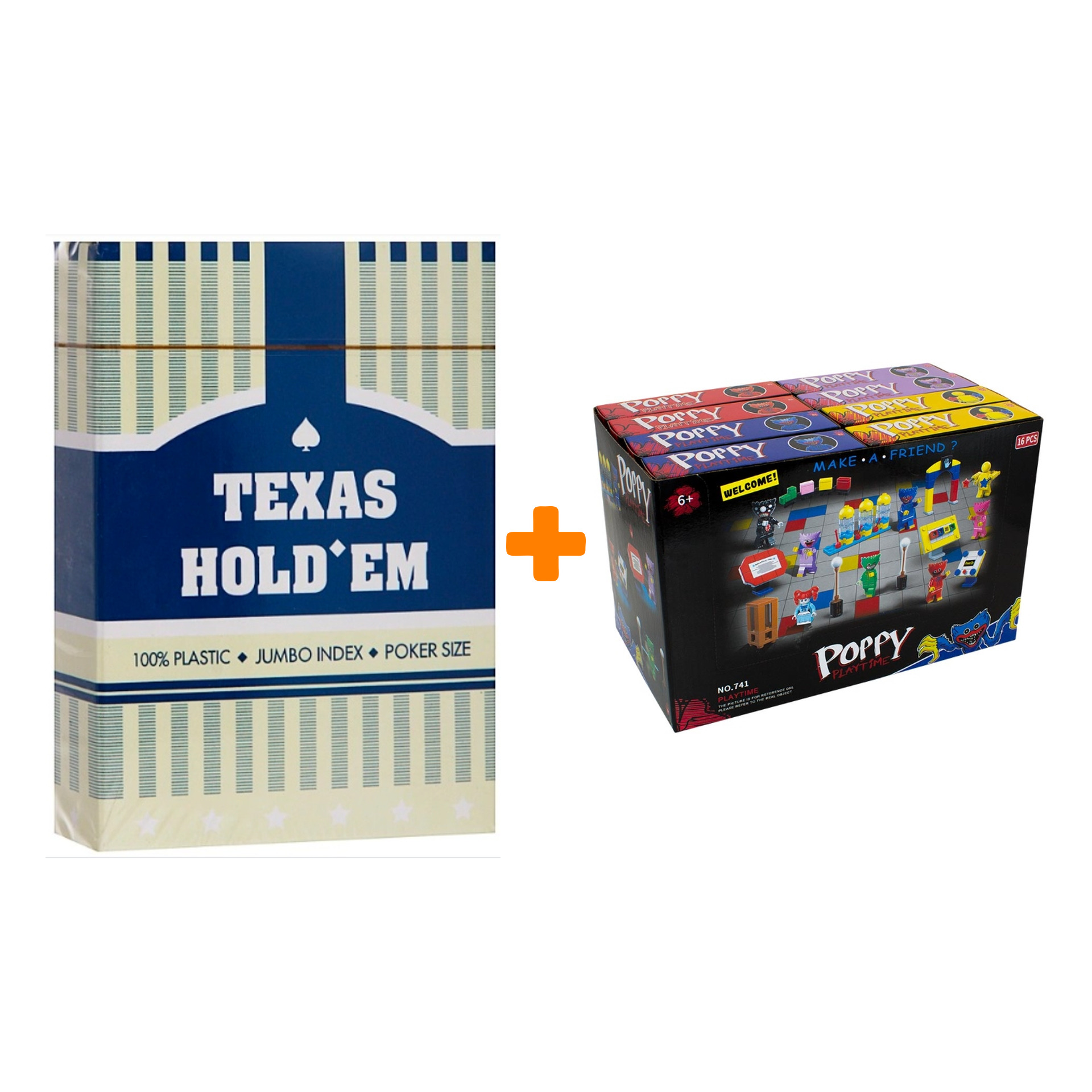 Карты игральные для покера Texas Holdem + Конструктор Huggy Wuggy 33 детали Набор