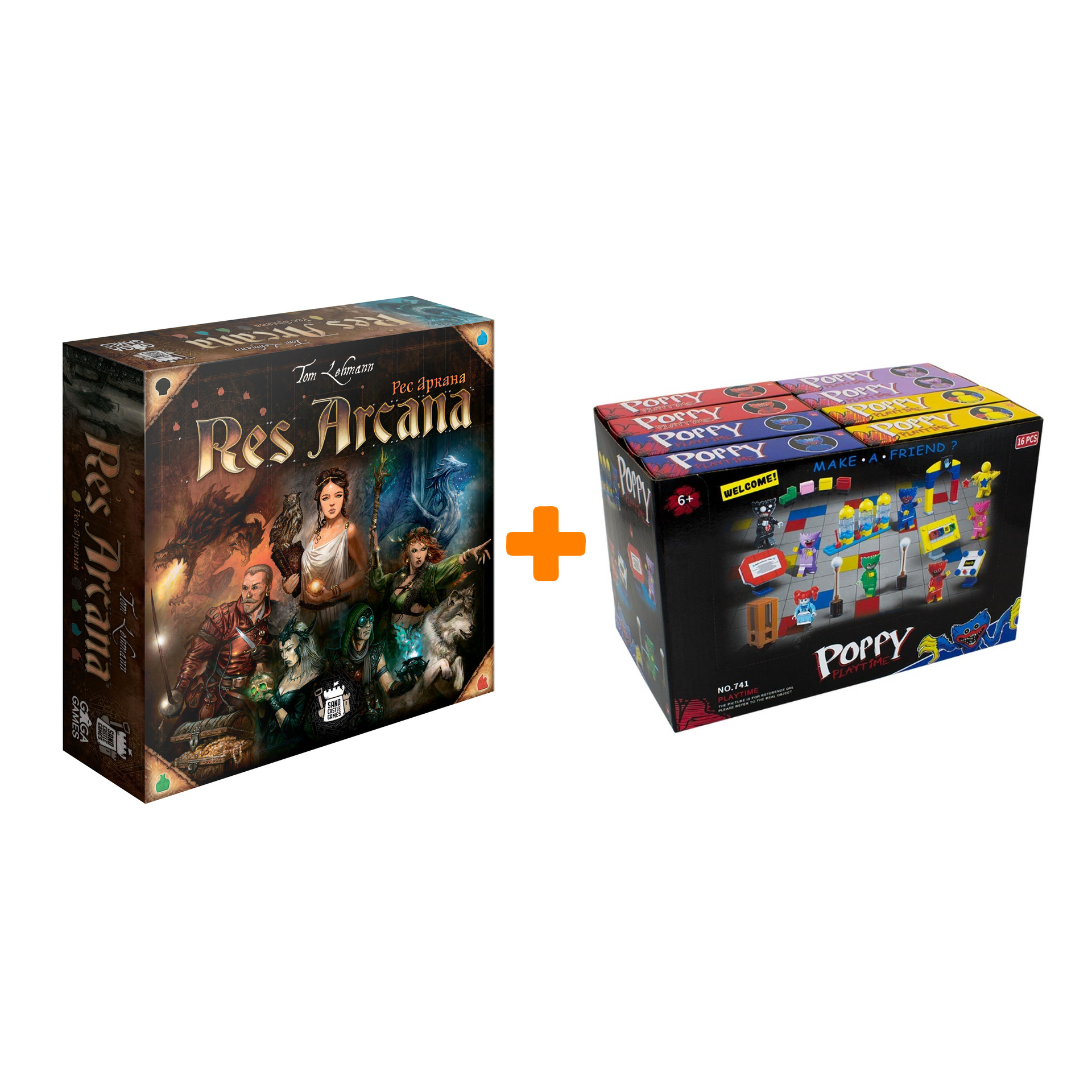 

Настольная игра Res Arcana + Конструктор Huggy Wuggy 33 детали Набор