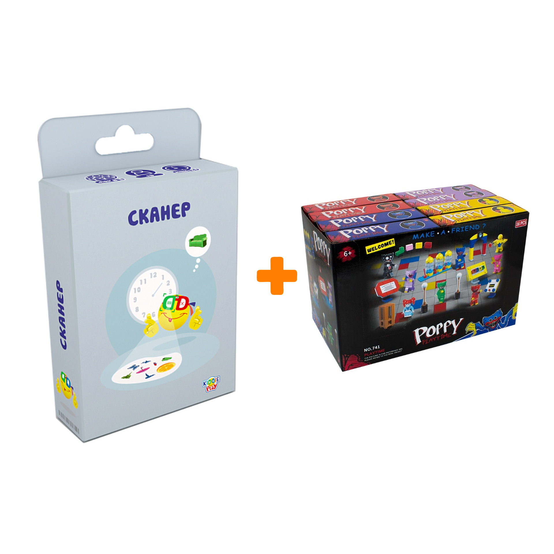 

Настольная игра Сканер + Конструктор Huggy Wuggy 33 детали Набор
