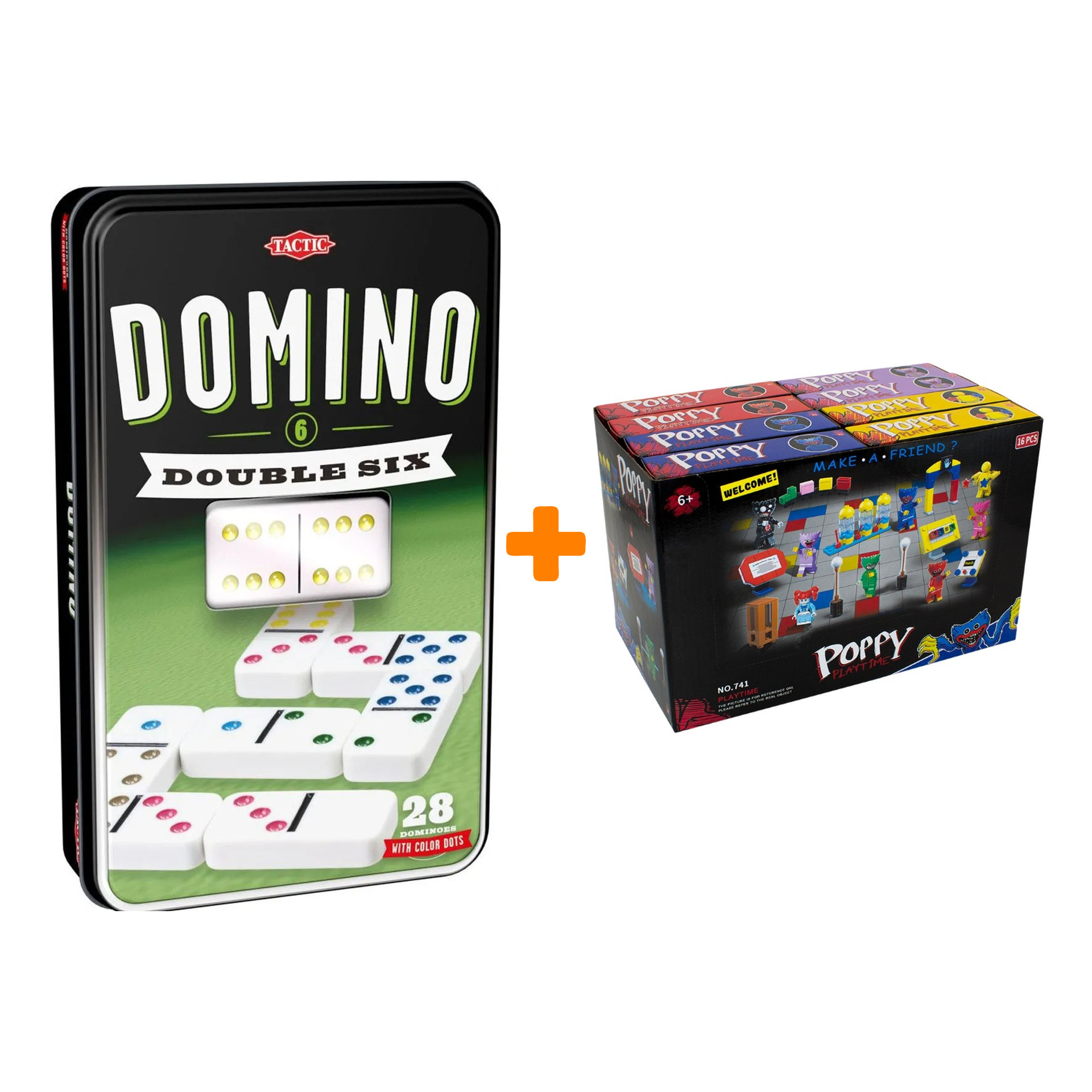 

Настольная игра Домино + Конструктор Huggy Wuggy 33 детали Набор