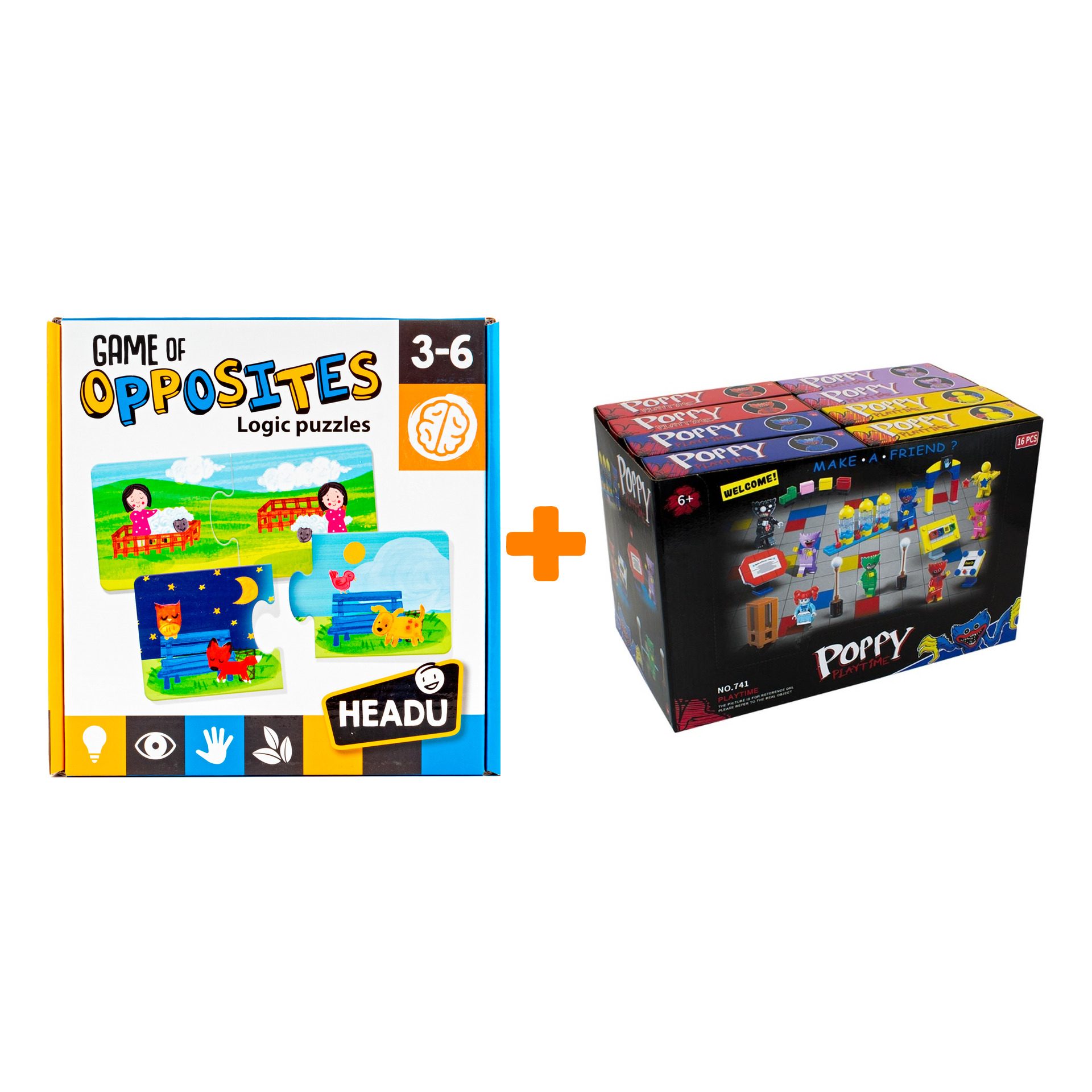 

Настольная игра Игра в противоположности + Конструктор Huggy Wuggy 33 детали Набор