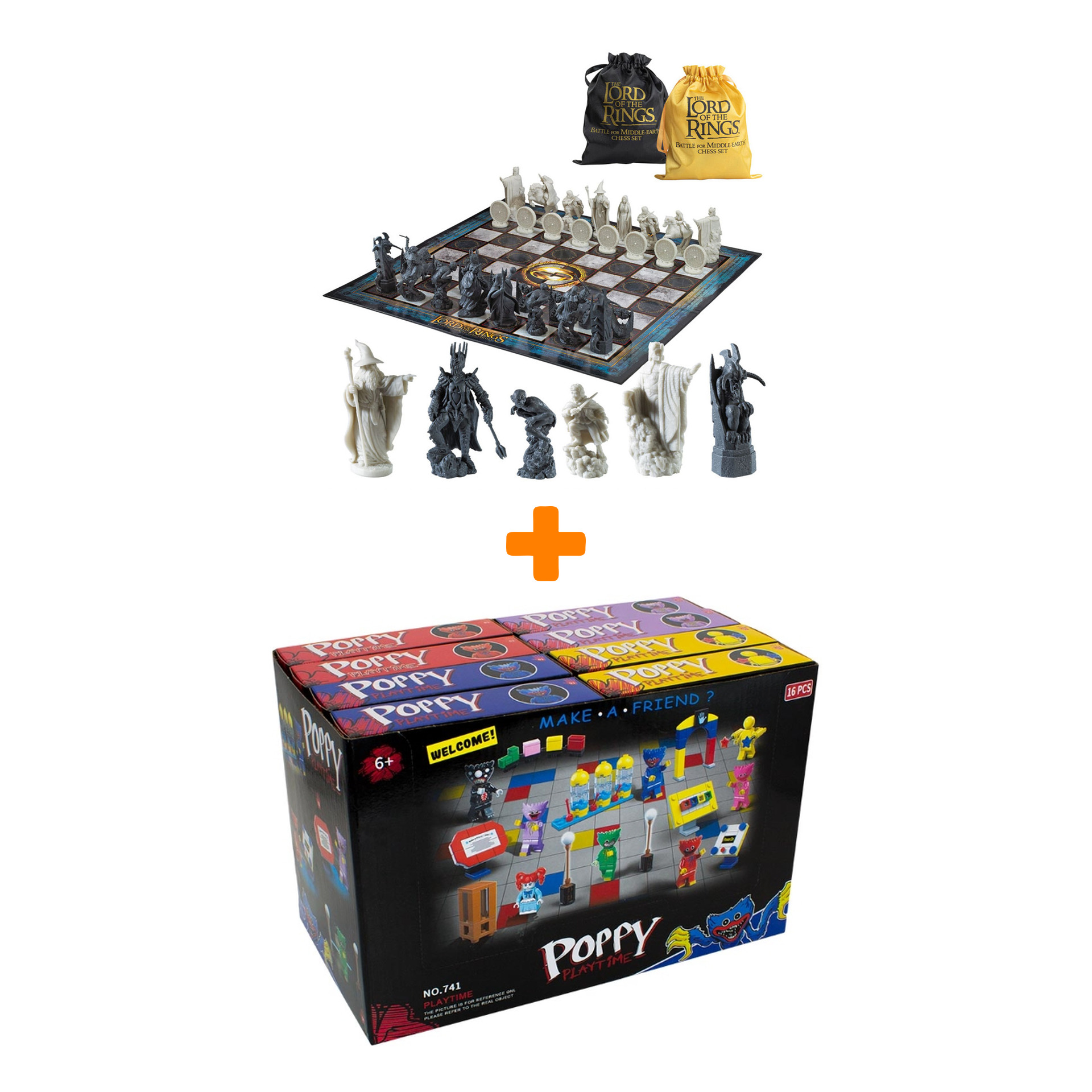

Настольная игра Шахматы The Lord Of The Rings Battle For Middle Earth + Конструктор Huggy Wuggy 33 детали Набор