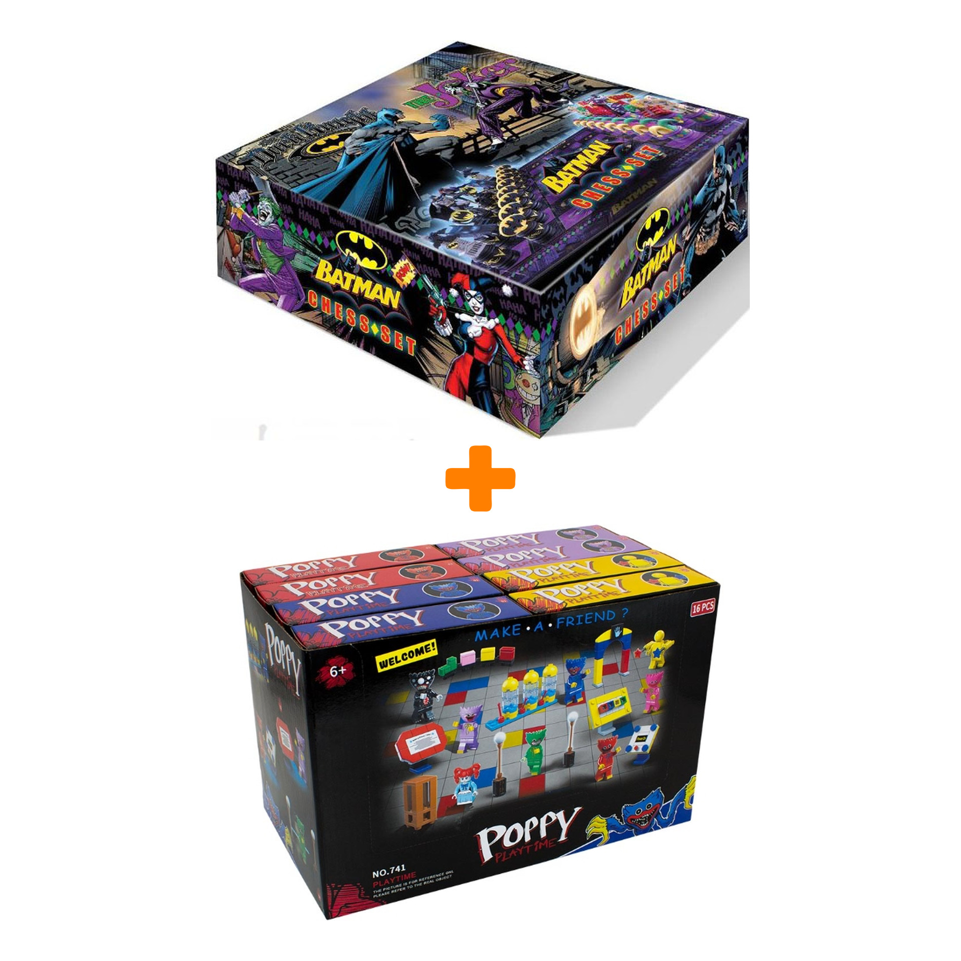 

Настольная игра Шахматы Batman Dark Knight Vs Joker + Конструктор Huggy Wuggy 33 детали Набор