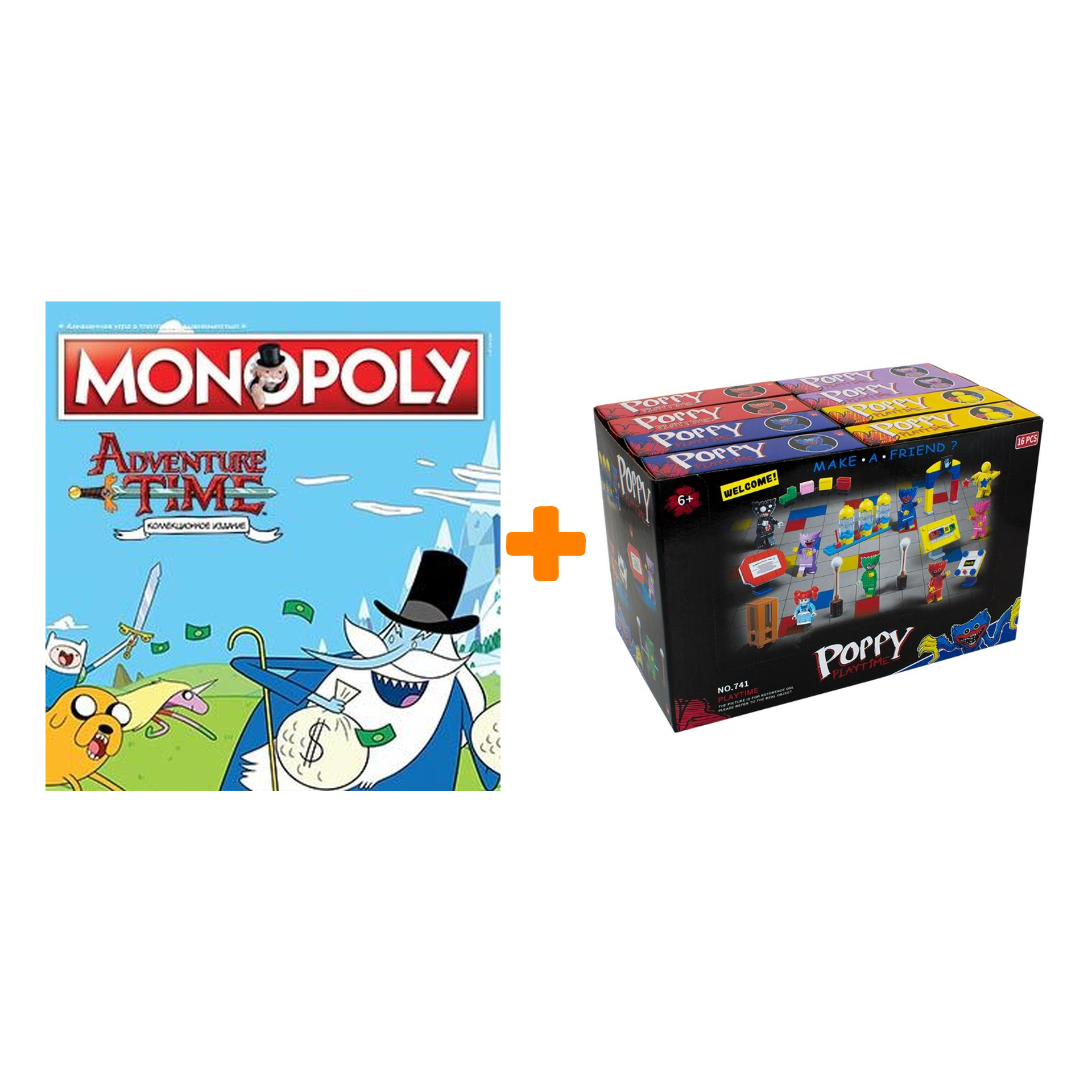 

Настольная игра Монополия Adventure Time арт. А87891210 + Конструктор Huggy Wuggy 33 детали Набор