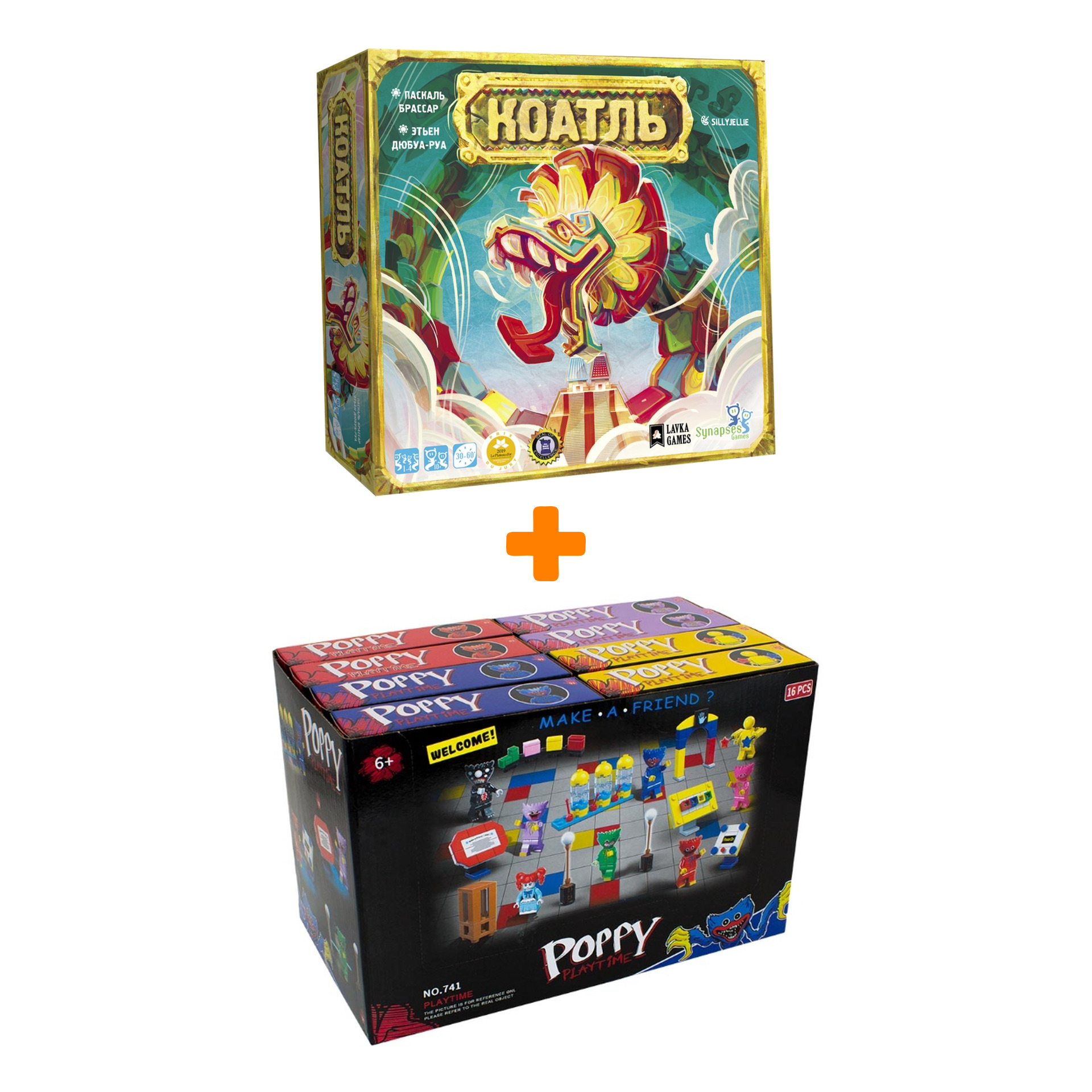 

Настольная игра Коатль + Конструктор Huggy Wuggy 33 детали Набор