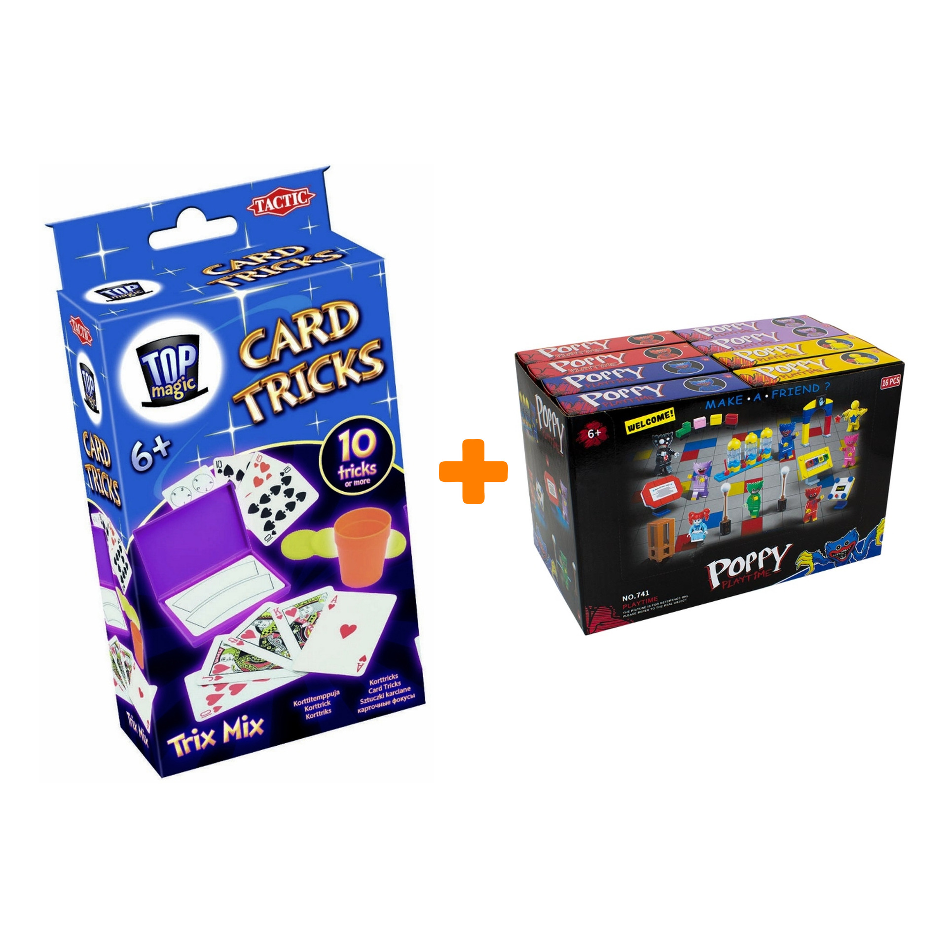 

Настольная игра Карточные фокусы + Конструктор Huggy Wuggy 33 детали Набор