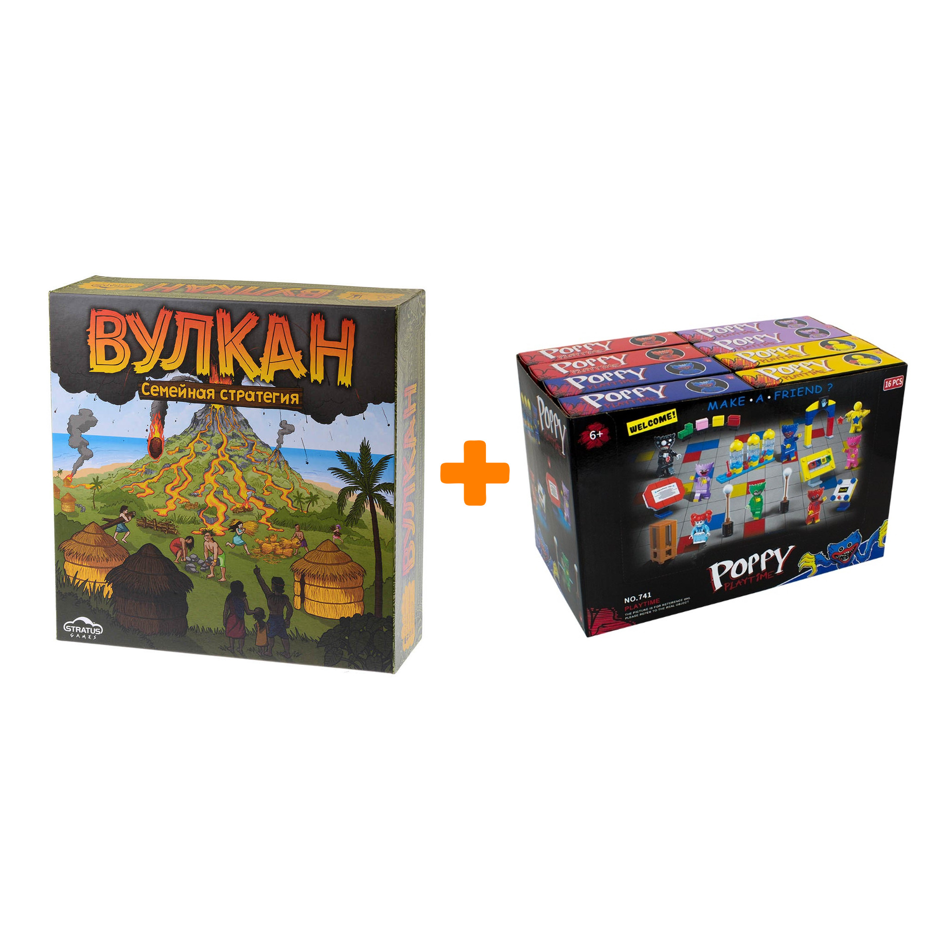 

Настольная игра Вулкан + Конструктор Huggy Wuggy 33 детали Набор
