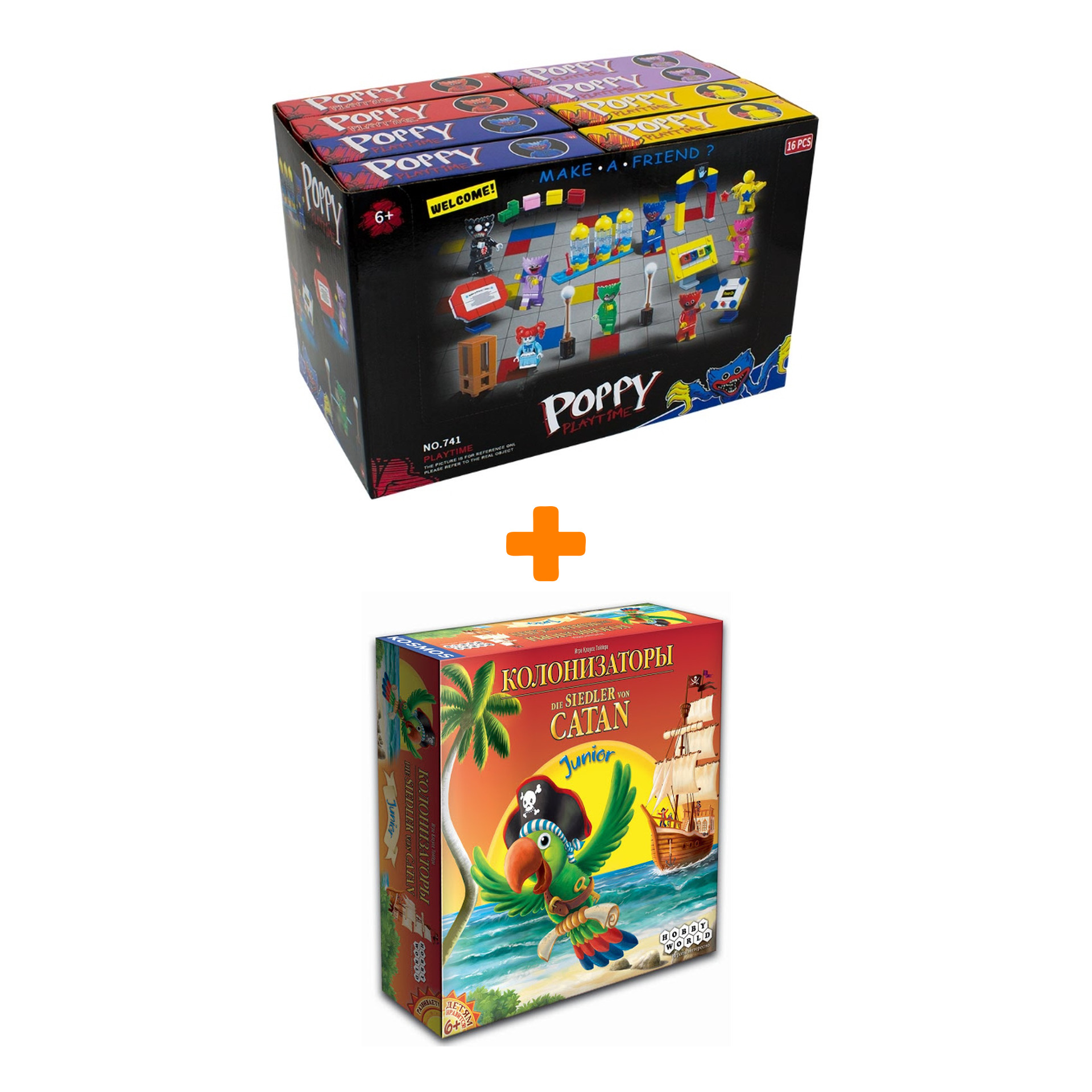 

Настольная игра Колонизаторы Junior 2014 арт. 1270 + Конструктор Huggy Wuggy 33 детали Набор