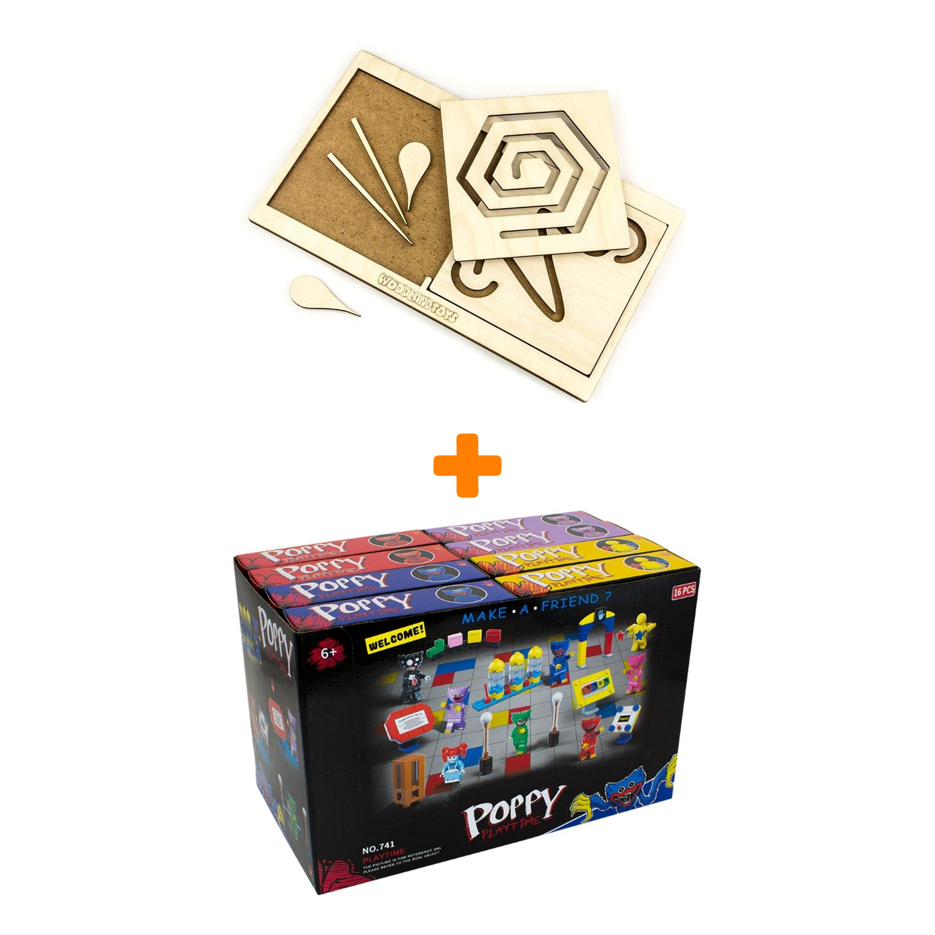 

Настольная игра Межполушарная доска + Конструктор Huggy Wuggy 33 детали Набор