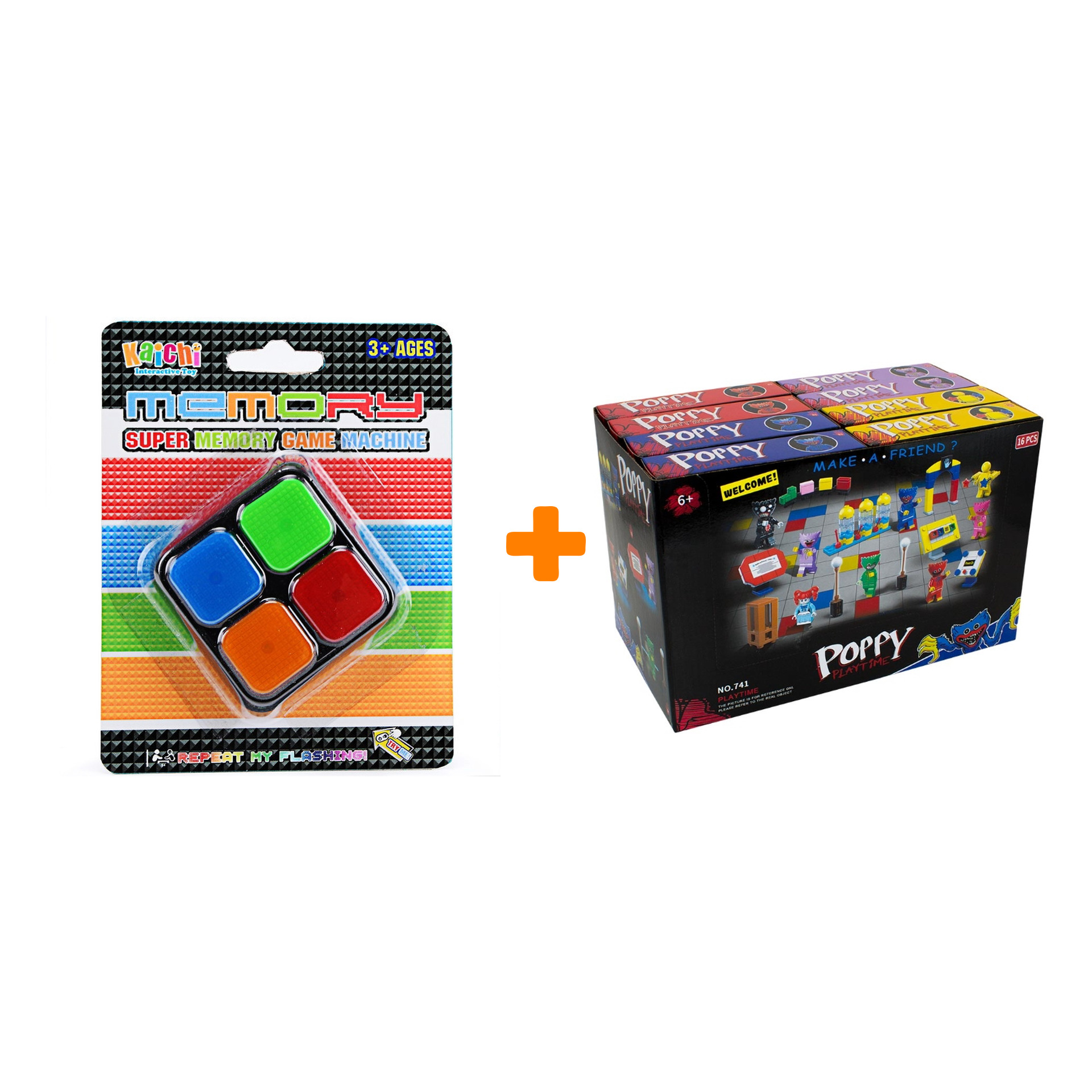 

Настольная игра Мемори гейм + Конструктор Huggy Wuggy 33 детали Набор
