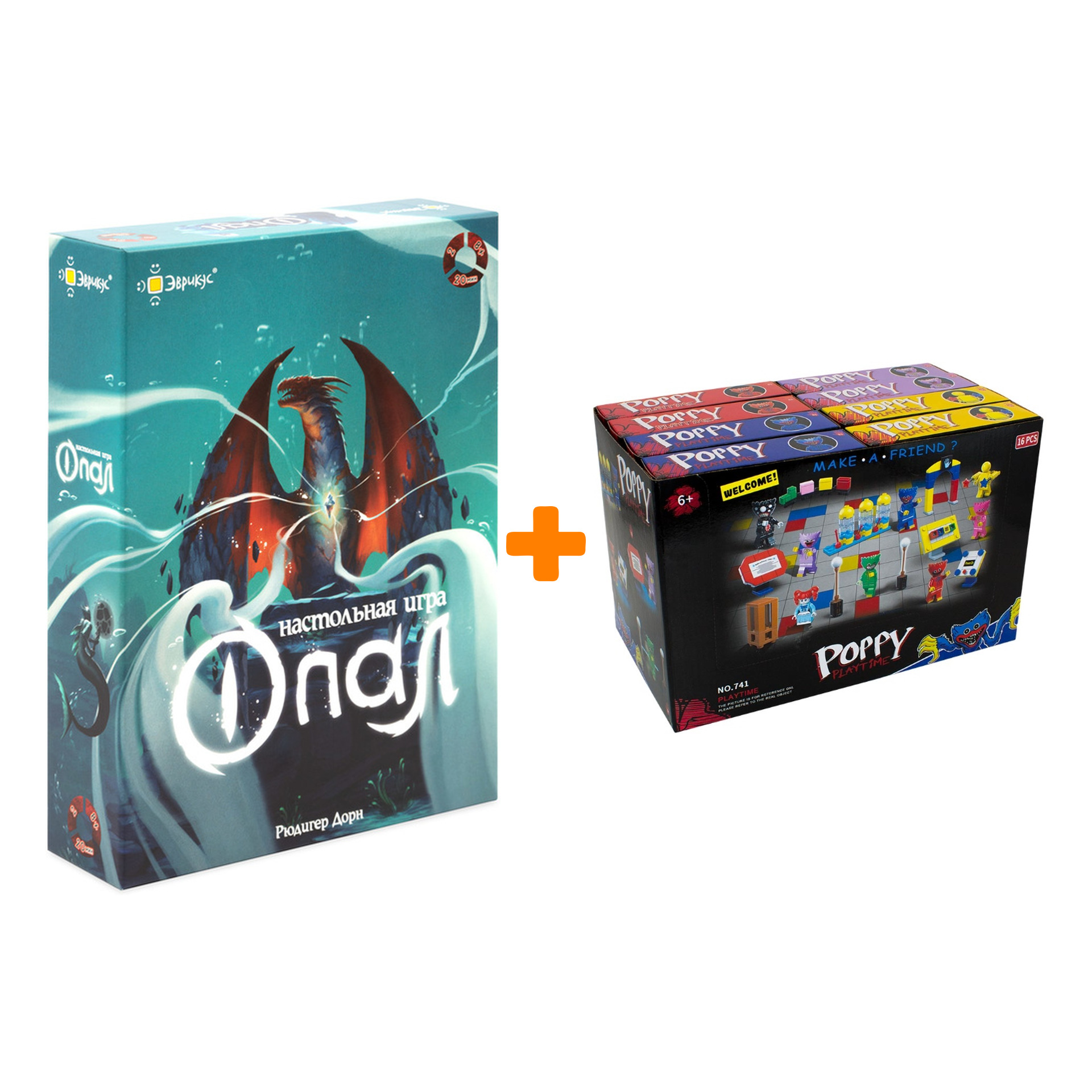 

Настольная игра Опал + Конструктор Huggy Wuggy 33 детали Набор