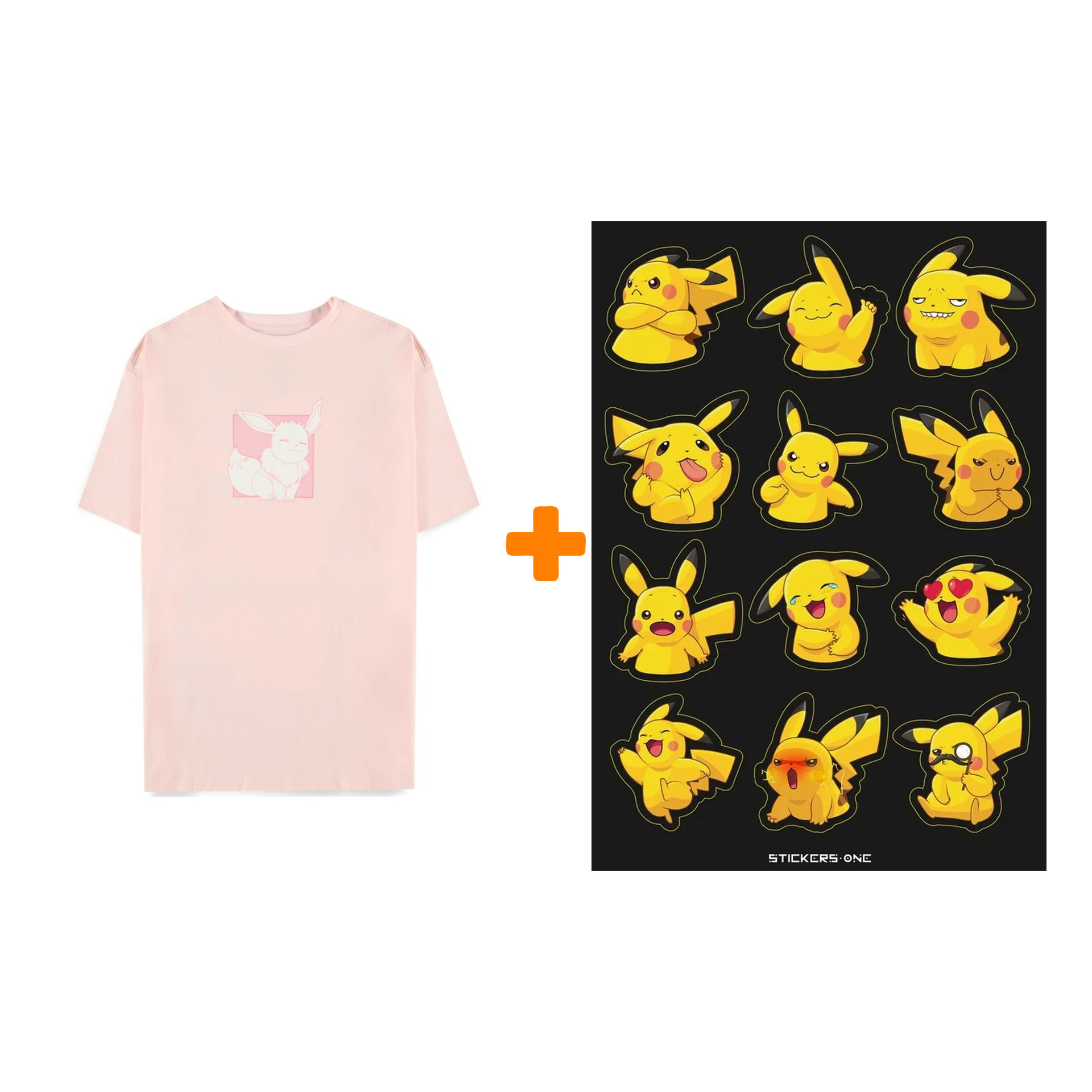 

Набор Pokemon футболка Eeveelutions женская белая L + стикерпак Pika #2