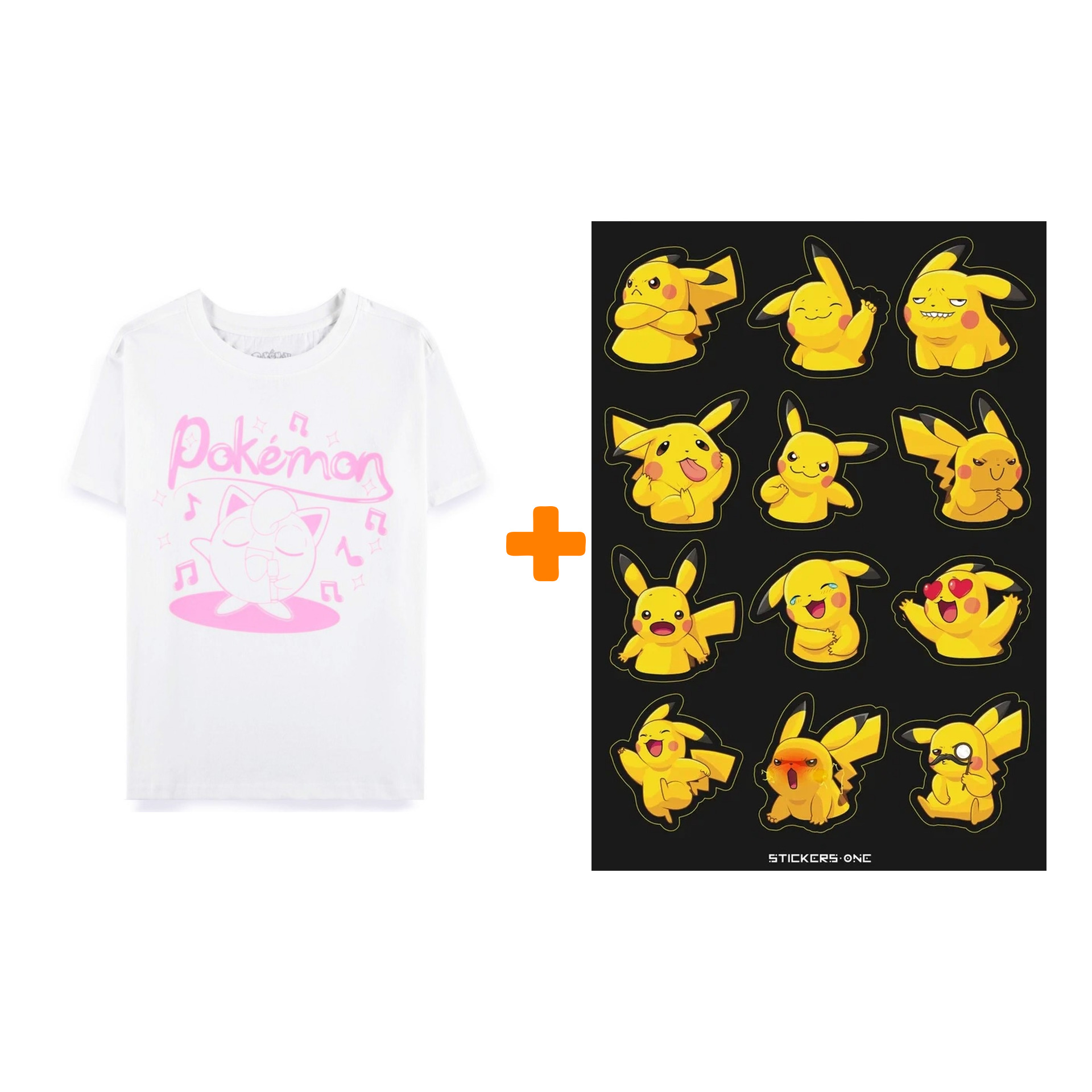Набор Pokemon футболка Jigglypuff Sing женская белая L + стикерпак Pika #2