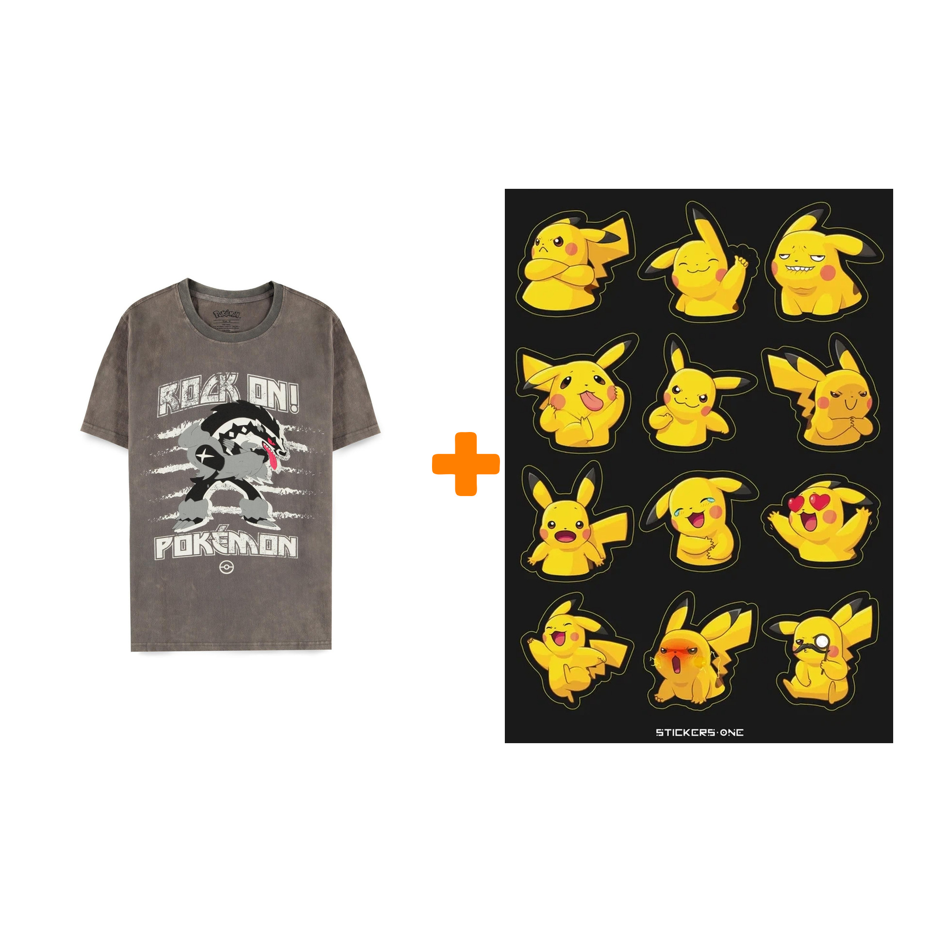Набор Pokemon футболка Obstagoon Punk серая S + стикерпак Pika #2