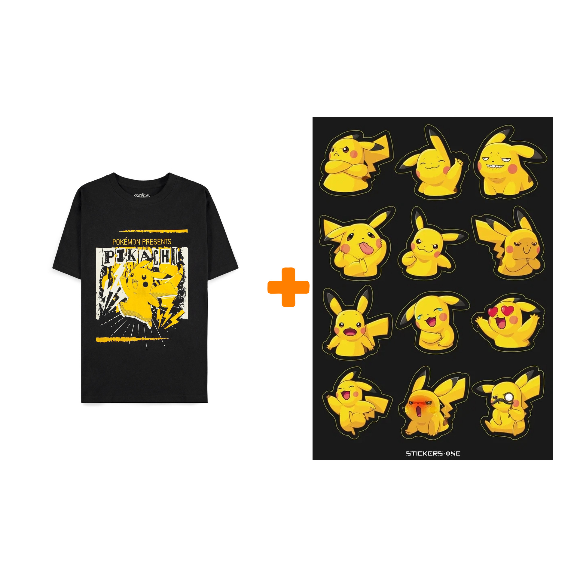 Набор Pokemon футболка Pika Punk чёрная XL + стикерпак Pika #2