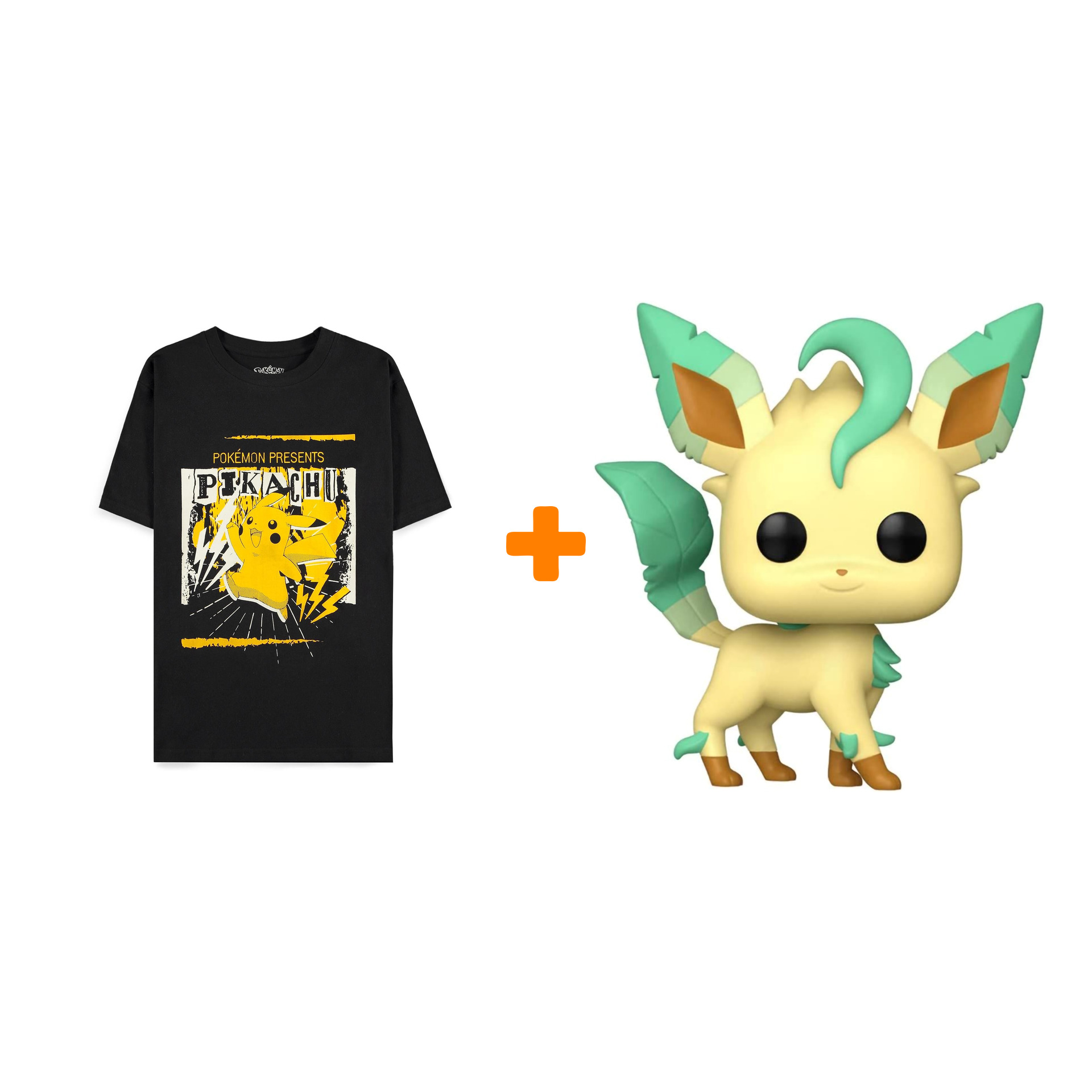 Набор Pokemon фигурка Leafeon + футболка Pika Punk чёрная L