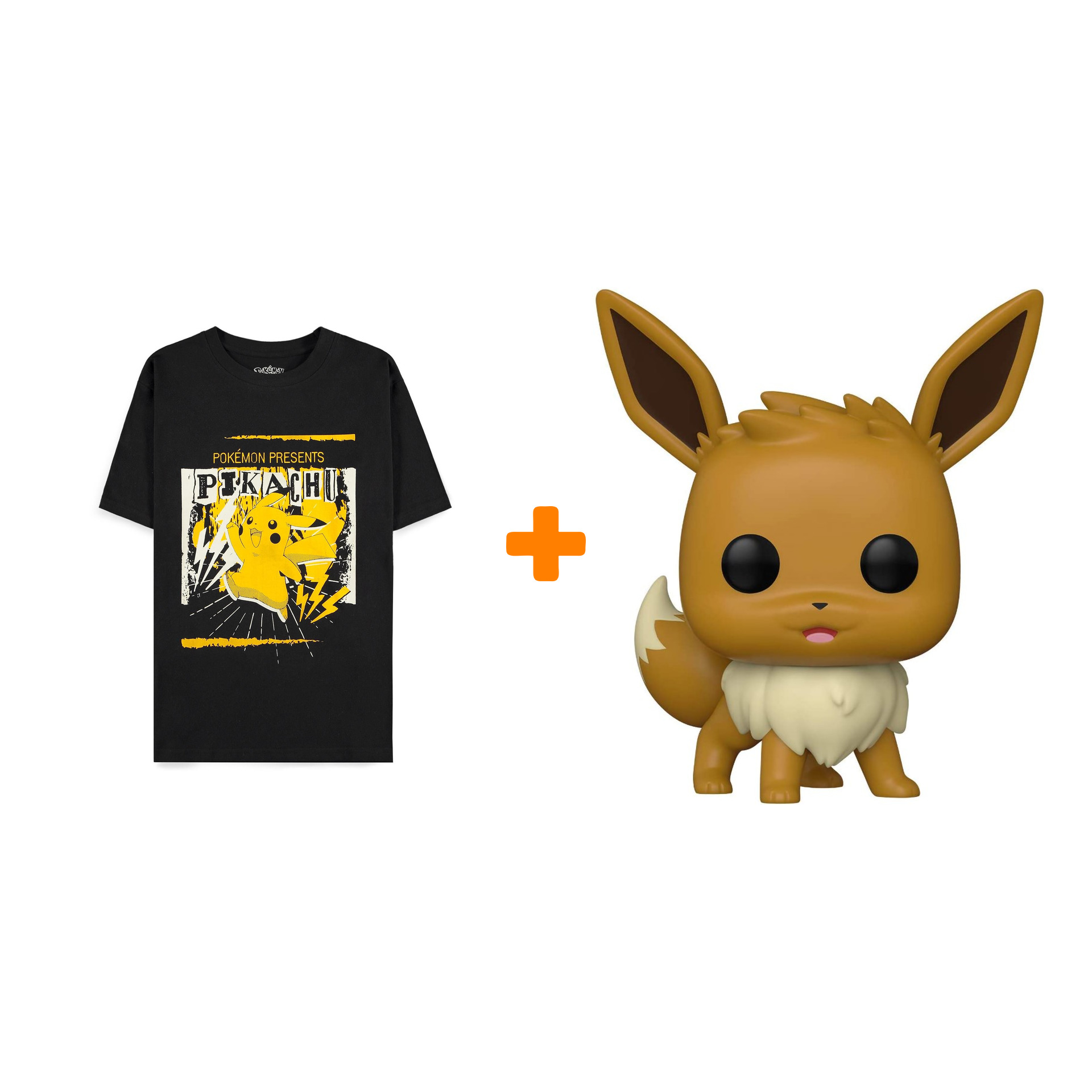 Набор Pokemon фигурка Eevee Standing + футболка Pika Punk чёрная XL