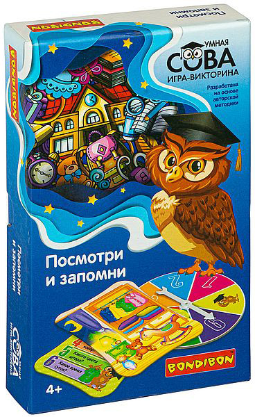 Настольная игра-викторина Умная сова Посмотри и запомни + Конструктор Huggy Wuggy 33 детали Набор