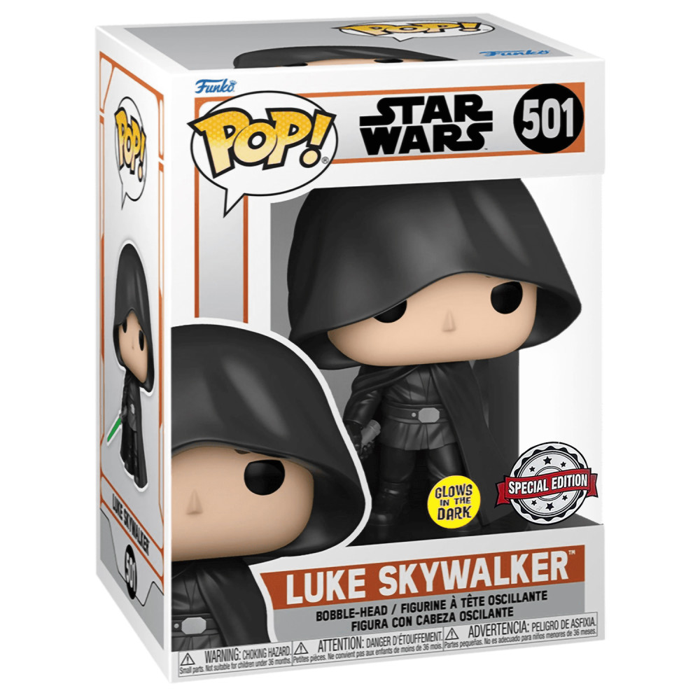  Funko POP Star Wars: Mandalorian  Luke Skywalker Hooded [Glow In The Dark] Exclusive (9,5 )