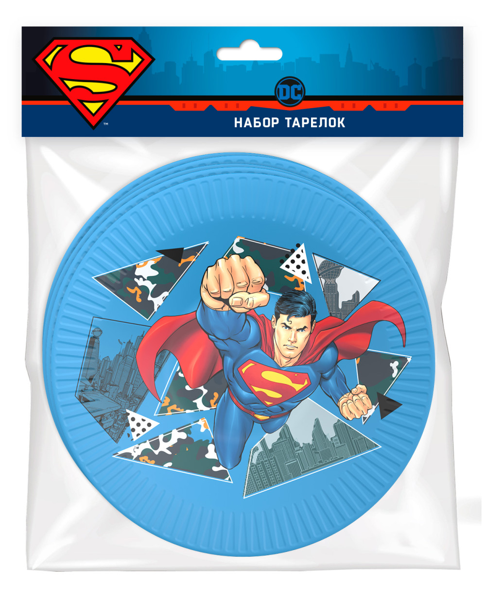 Набор бумажных тарелок Superman 1 (180 мм, 6 шт)