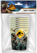 Набор бумажных стаканов Jurassic World: Logo жёлтый (250 мл, 6 шт)