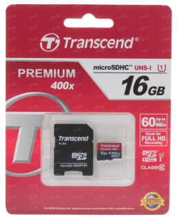   Transcend microSDHC 16GB Class 10 UHS-I 400x (Premium)