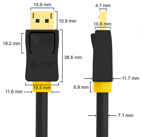 Кабель Greenconnect DisplayPort v1.2, 20M/20M, 0.5 м (черный) (GCR-DP2DP-0.5m)