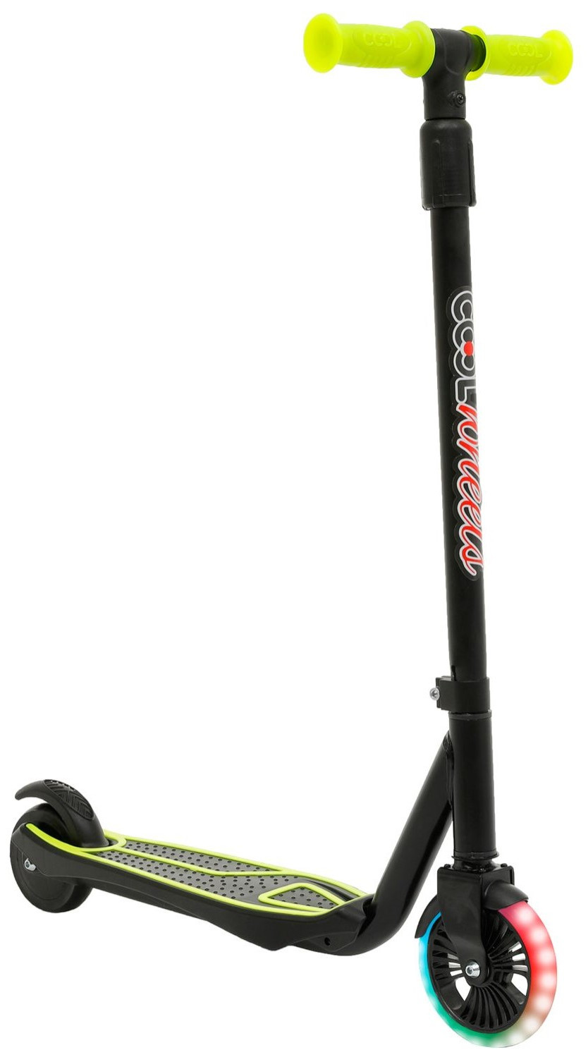 Самокат +5 SCOOTER двухколёсный, светящиеся колёса (чёрный / жёлтый) (FR58956)