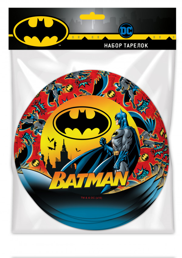 Набор бумажных тарелок Batman (180 мм, 6шт)