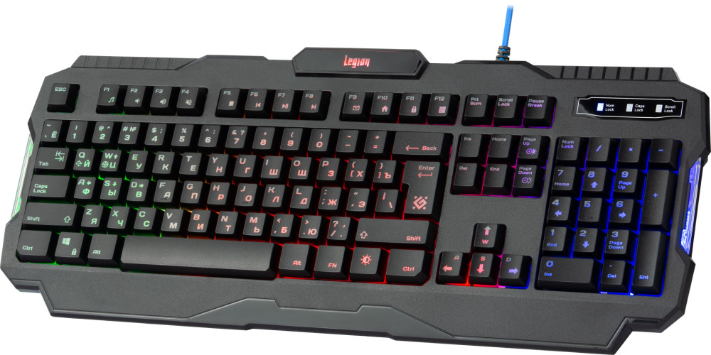 Клавиатура Defender Legion GK-010DL RU, RGB подсветка, 19 Anti-Ghost для PC (черный) (45010)