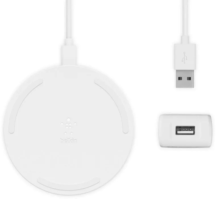 Беспроводное зарядное устройство Belkin 10Вт, с адаптером (белый) (WIA001vfWH)