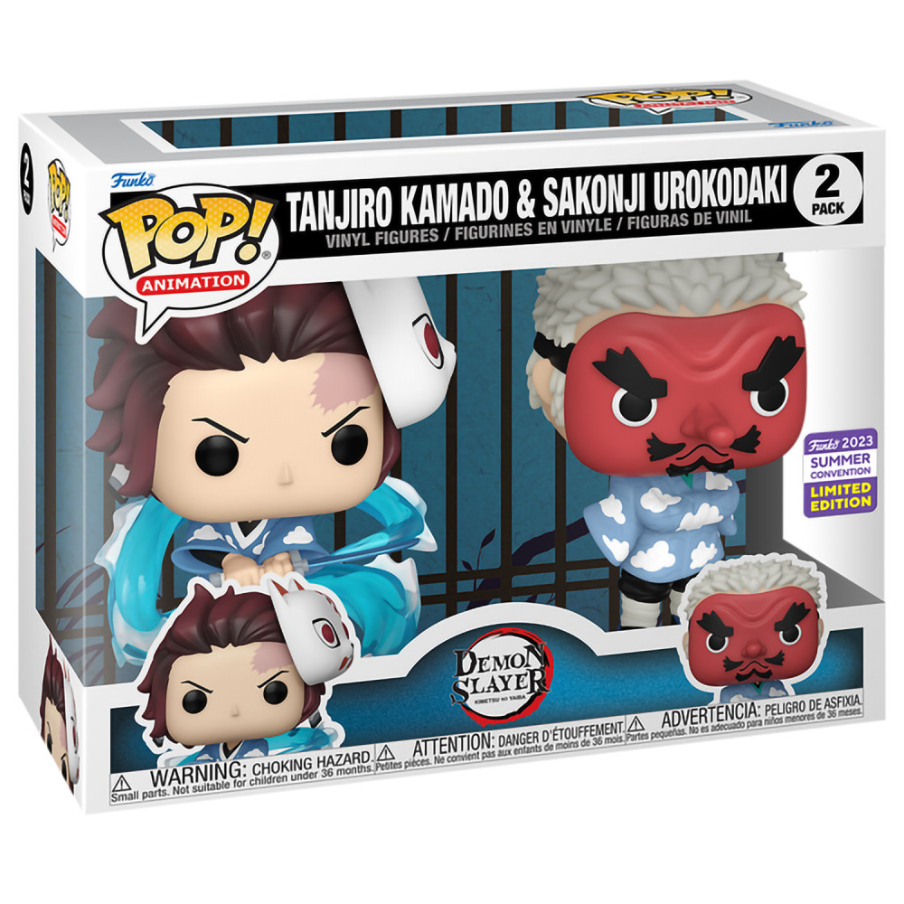  Funko POP Animation: Demon Slayer  Tanjiro Kamado & Sakonji Urokodaki 2-pack [San Diego Comic Con 2022 Exclusive] (9,5 )