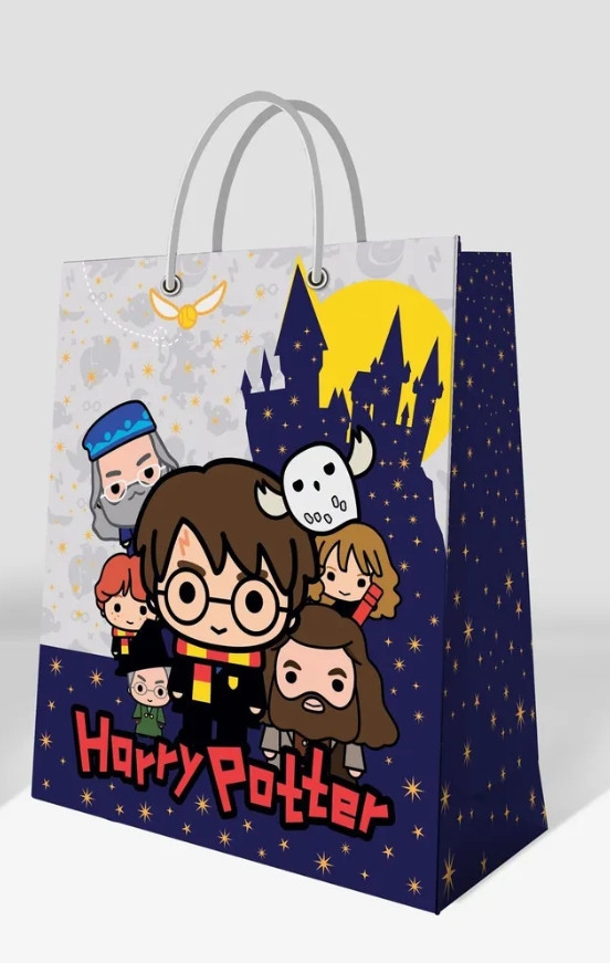 Пакет Harry Potter: Гербы (Chibi) подарочный большой белый (335 x 406 x 155 мм)