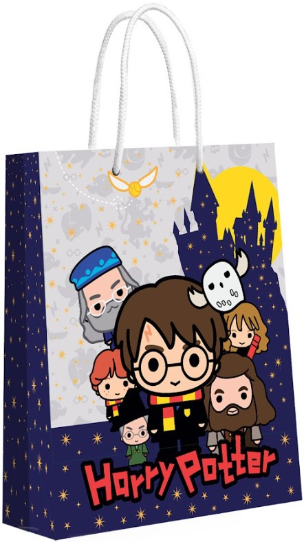 Пакет Harry Potter: Chibi подарочный большой белый с синим (335x406x155 мм)