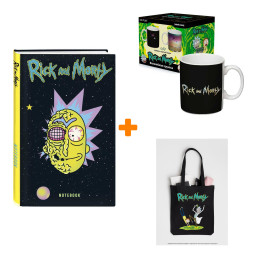 Набор Rick And Morty сумка Портал чёрная + блокнот Рик в космосе + термо-кружка СтаРИК и седалище