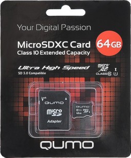   Qumo microSDXC 64GB class 10 UHS-I +  SD
