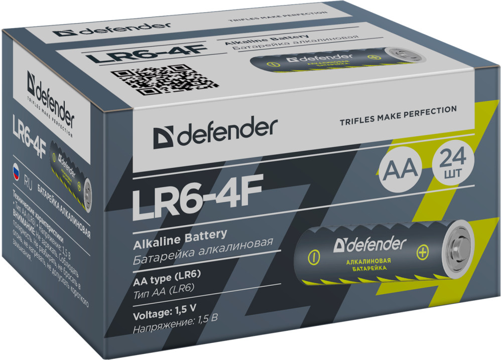 Батарейка алкалиновая Defender LR6-4F AA (в пленке 4шт.)