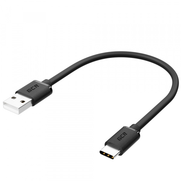 Кабель GCR QC TypeC быстрая зарядка 0,5 м (черный TPE, черные коннекторы) (GCR-52725)