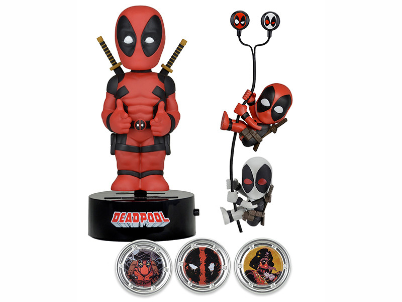 Набор NECA Marvel Deadpool: фигурка на солнечной батарее, наушники, держатели проводов (2 шт)