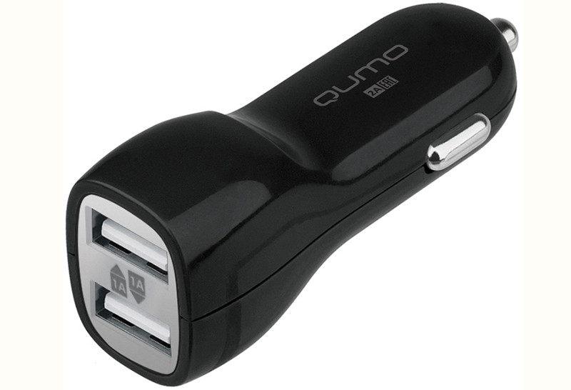 Автомобильное зарядное устройство Qumo Auto Energy 2A 2 USB 1A+1A + кабель Apple 8 pin