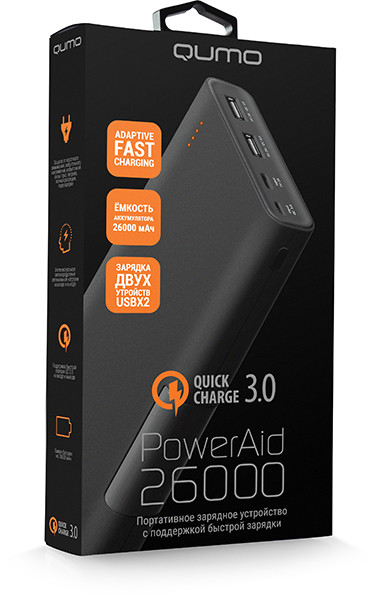 Портативное зарядное устройство PowerAid QC 3.0 26000